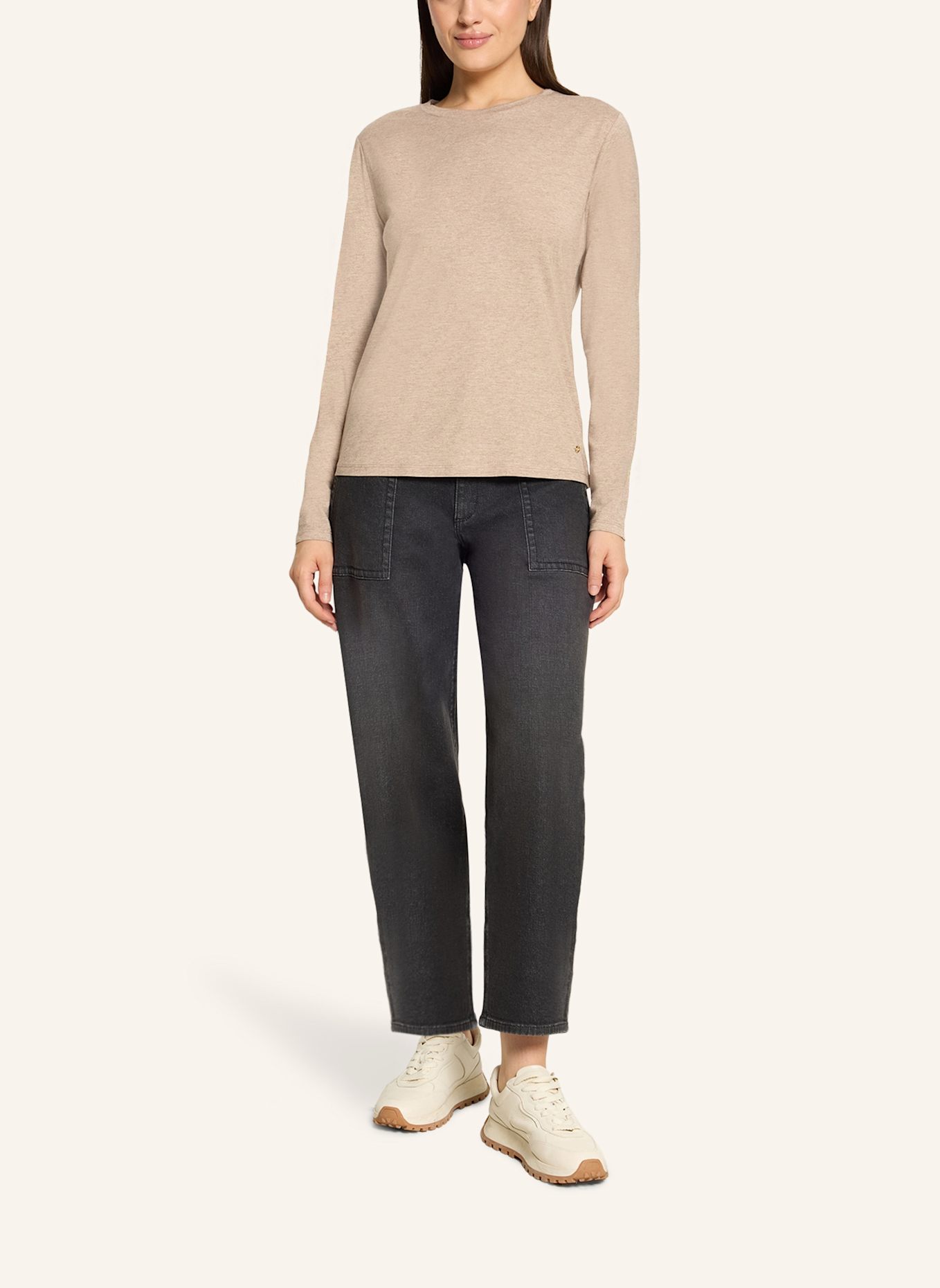 BETTY&CO Casual-Shirt mit Rundhalsausschnitt: TAUPE