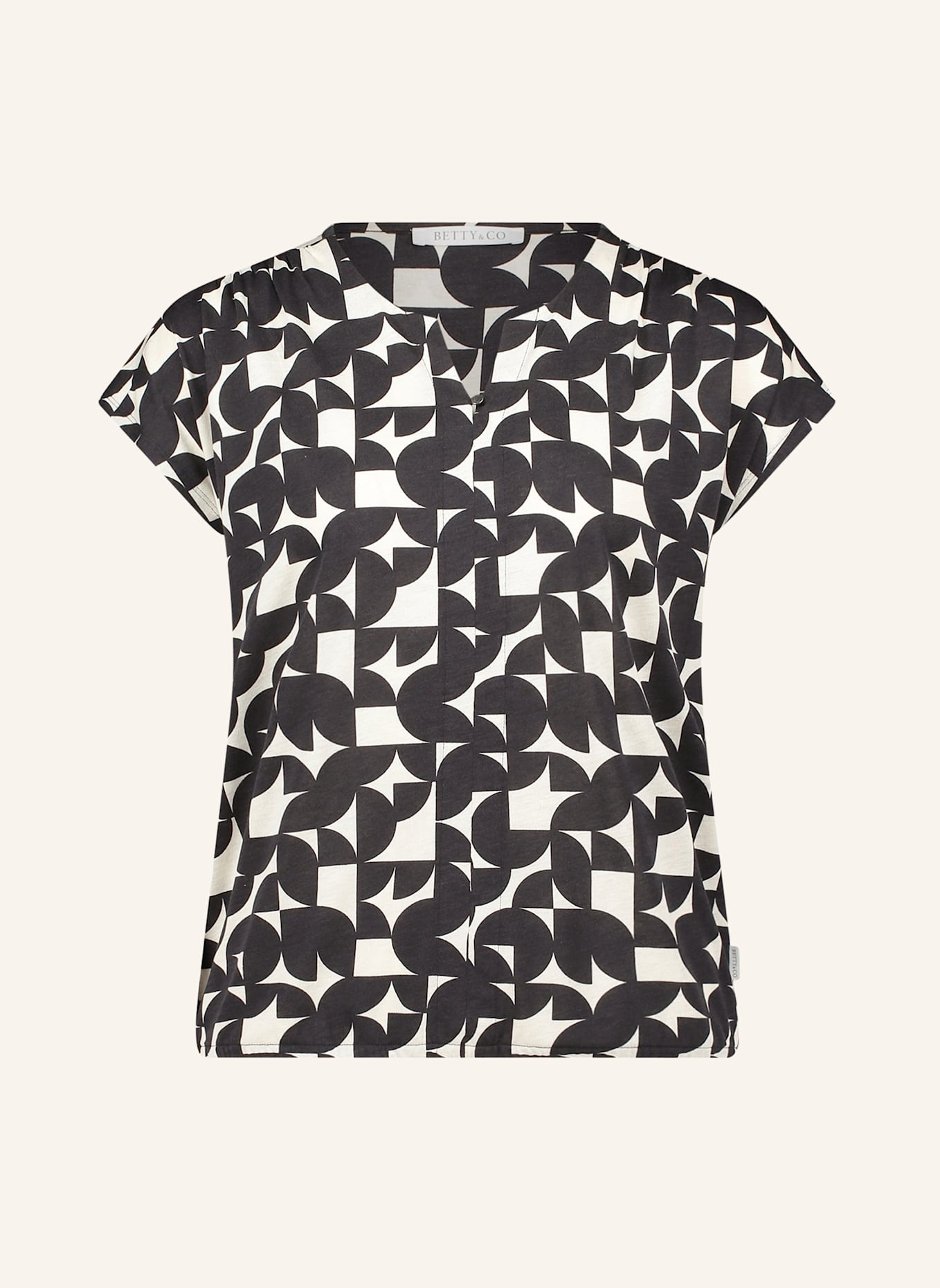BETTY&CO Blusenshirt mit Gummizug: SCHWARZ / WEISS
