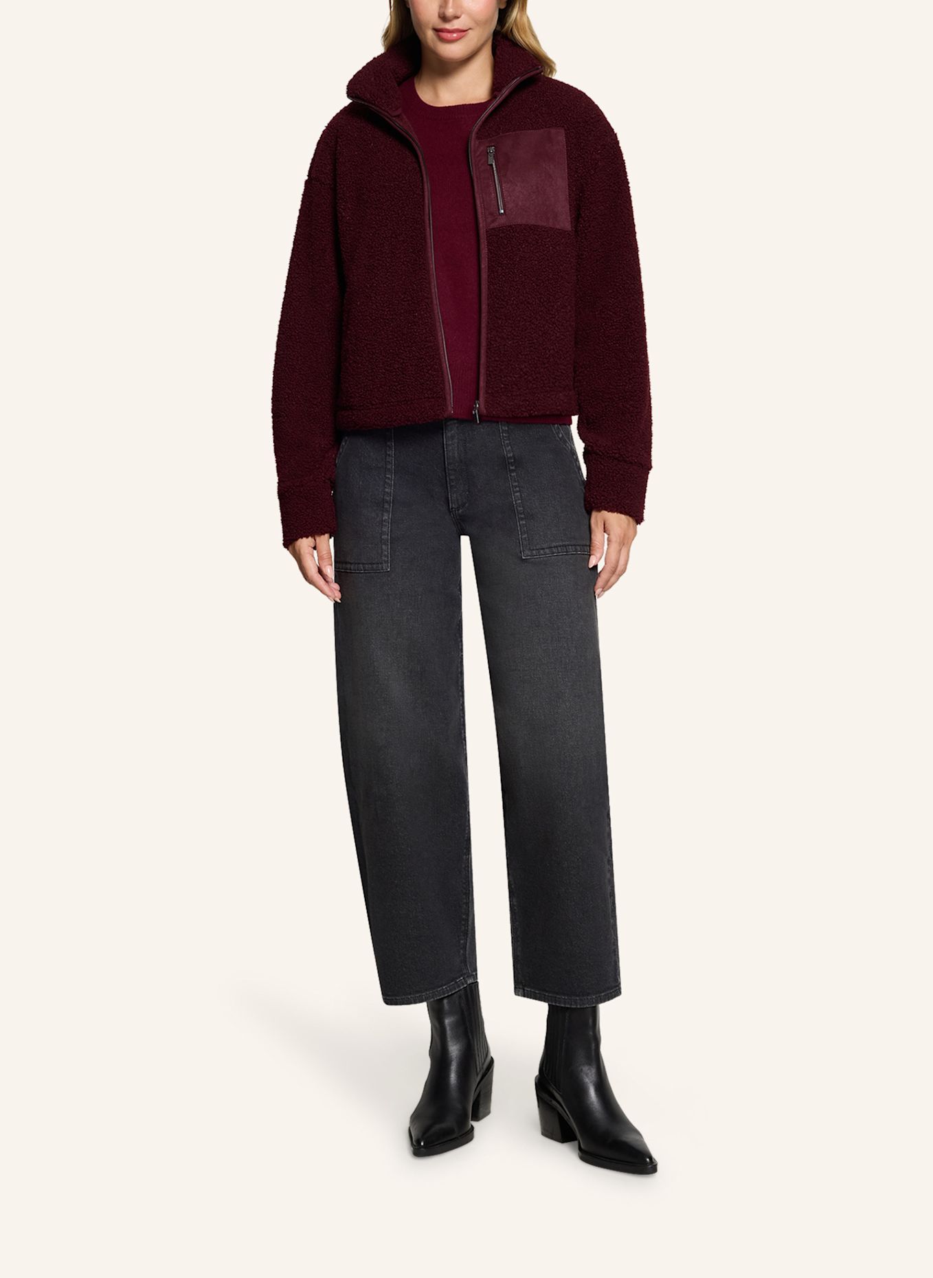 BETTY&CO Sweatshirtjas met ritssluiting: DONKERROOD