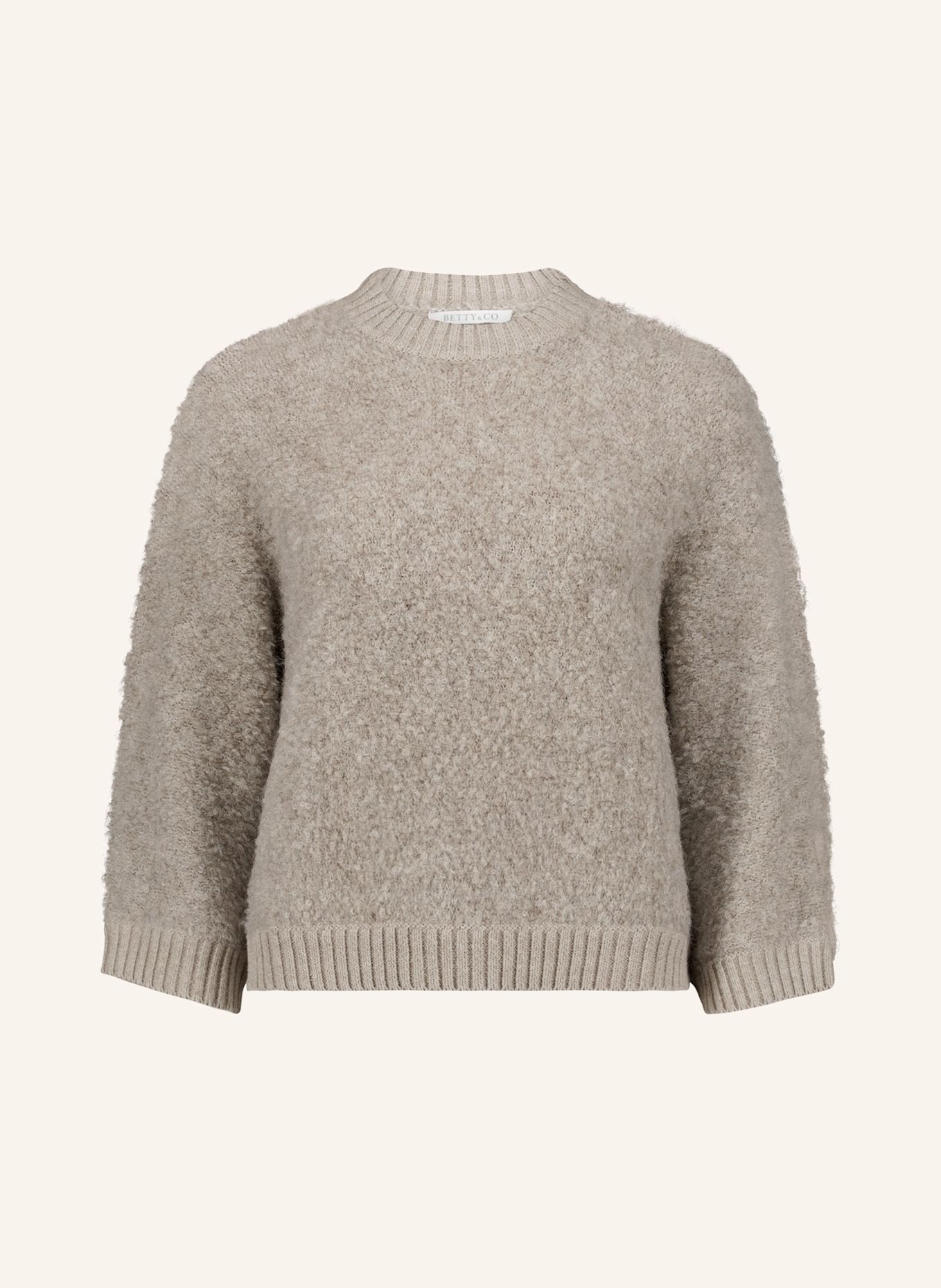 BETTY&CO Gebreide trui met geribde boorden: TAUPE