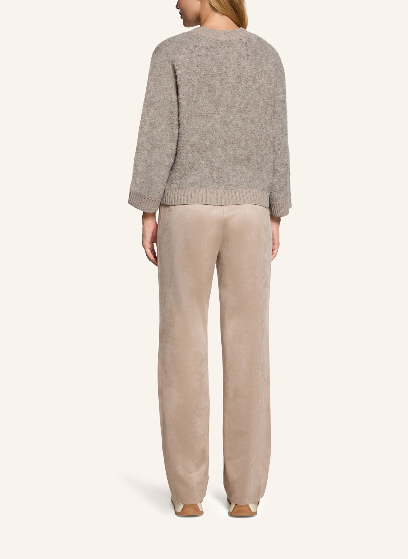 BETTY&CO Gebreide trui met geribde boorden: TAUPE