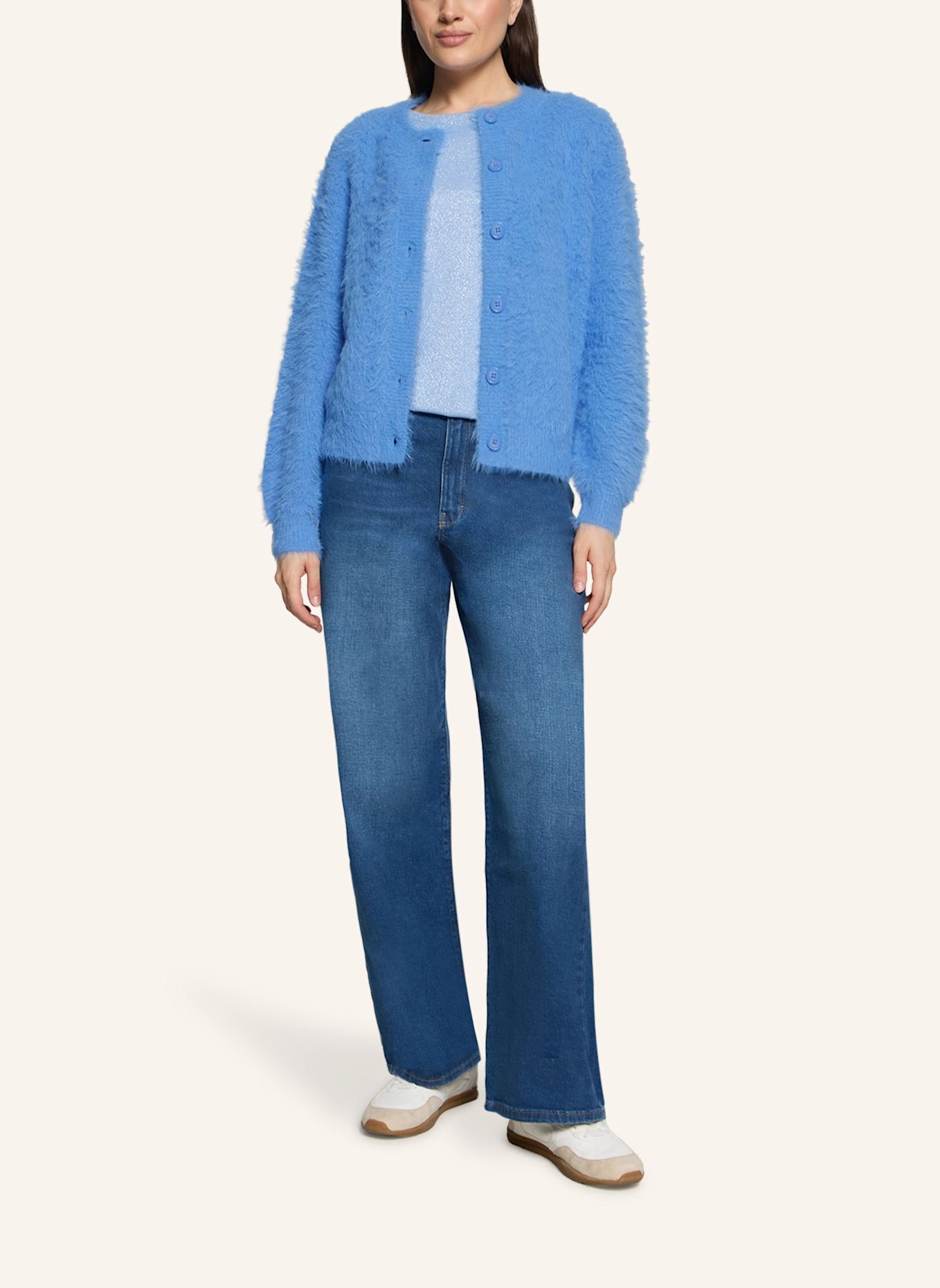 BETTY&CO Gebreid vest met effectgaren: BLAUW