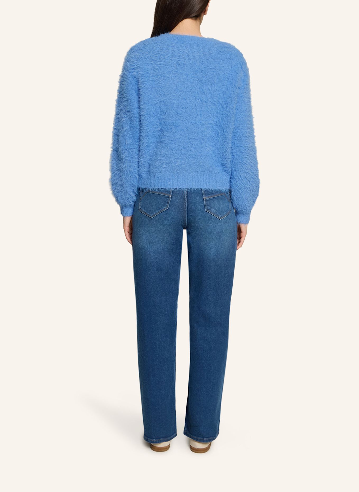 BETTY&CO Gebreid vest met effectgaren: BLAUW