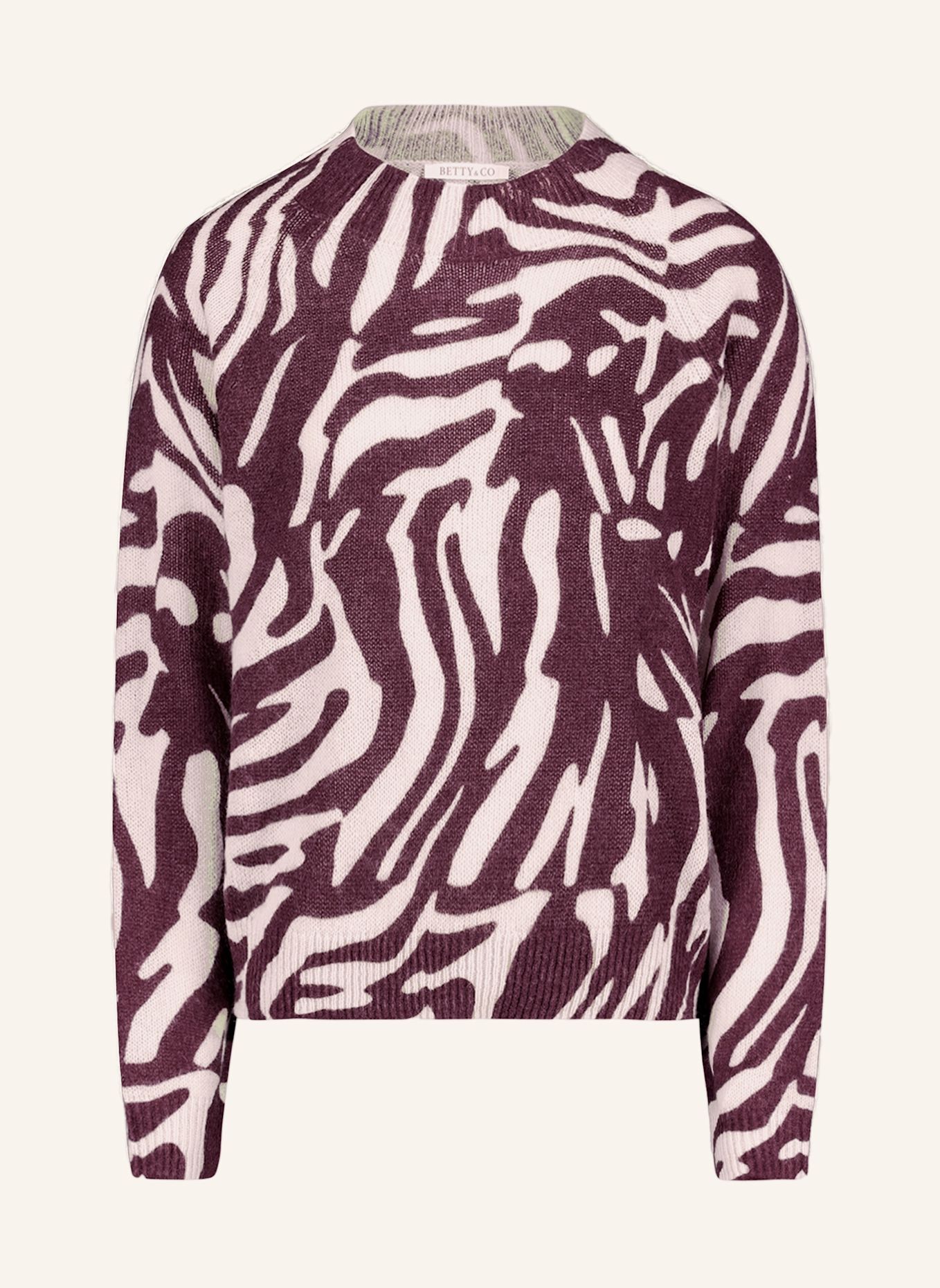 BETTY&CO Gebreide trui met dierenprint: DONKERROOD / CRÈME