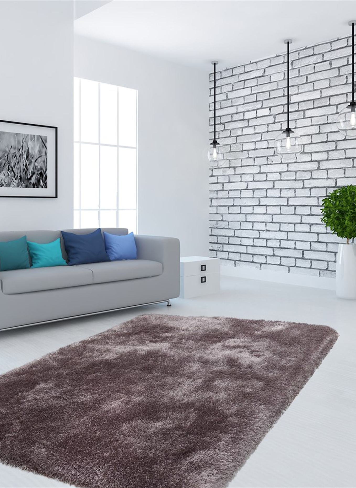 Kayoom Hochflor Teppich COSY 110: SILBER