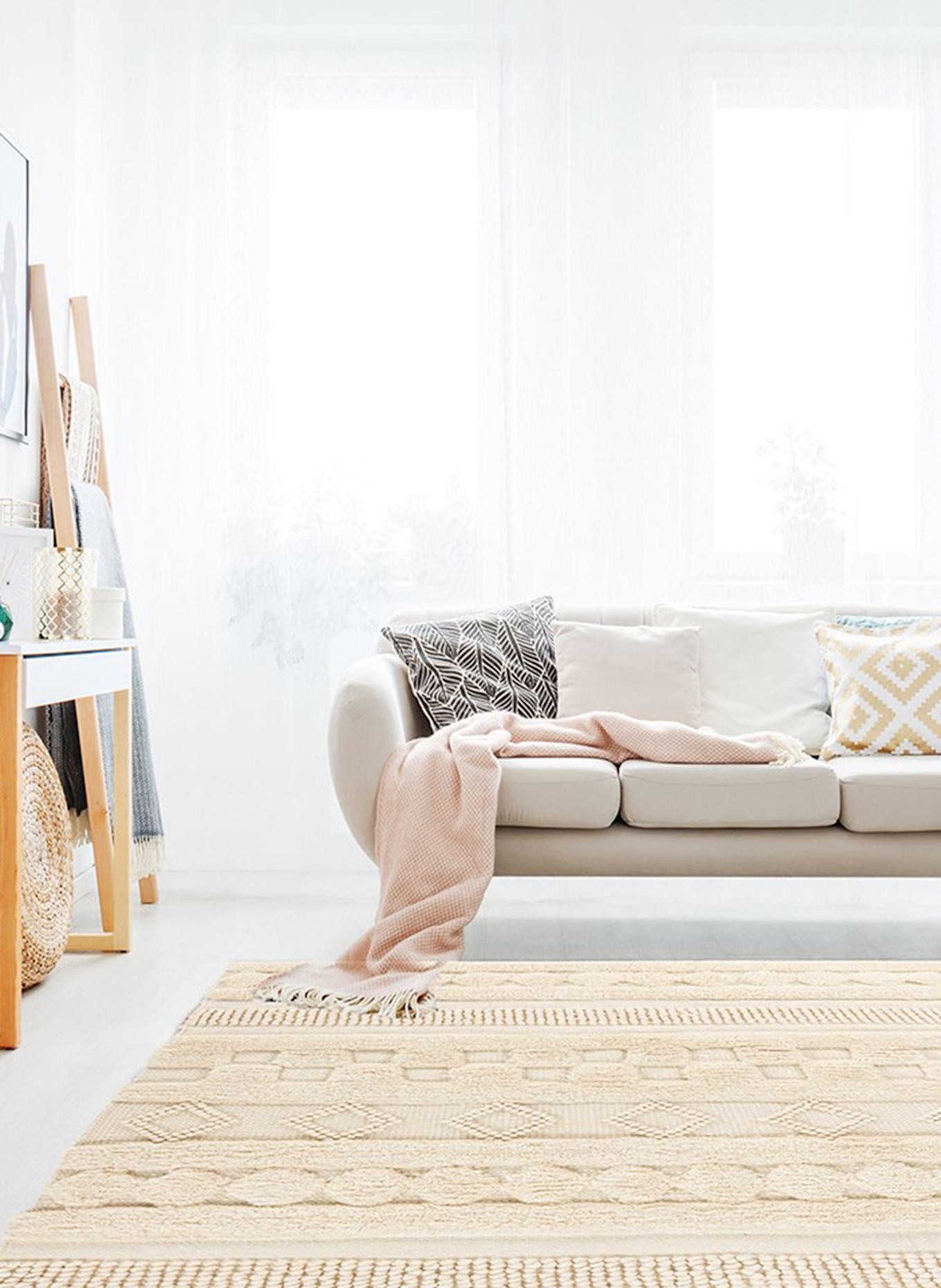 Kayoom Hochflor Teppich BOHIST 125: BEIGE