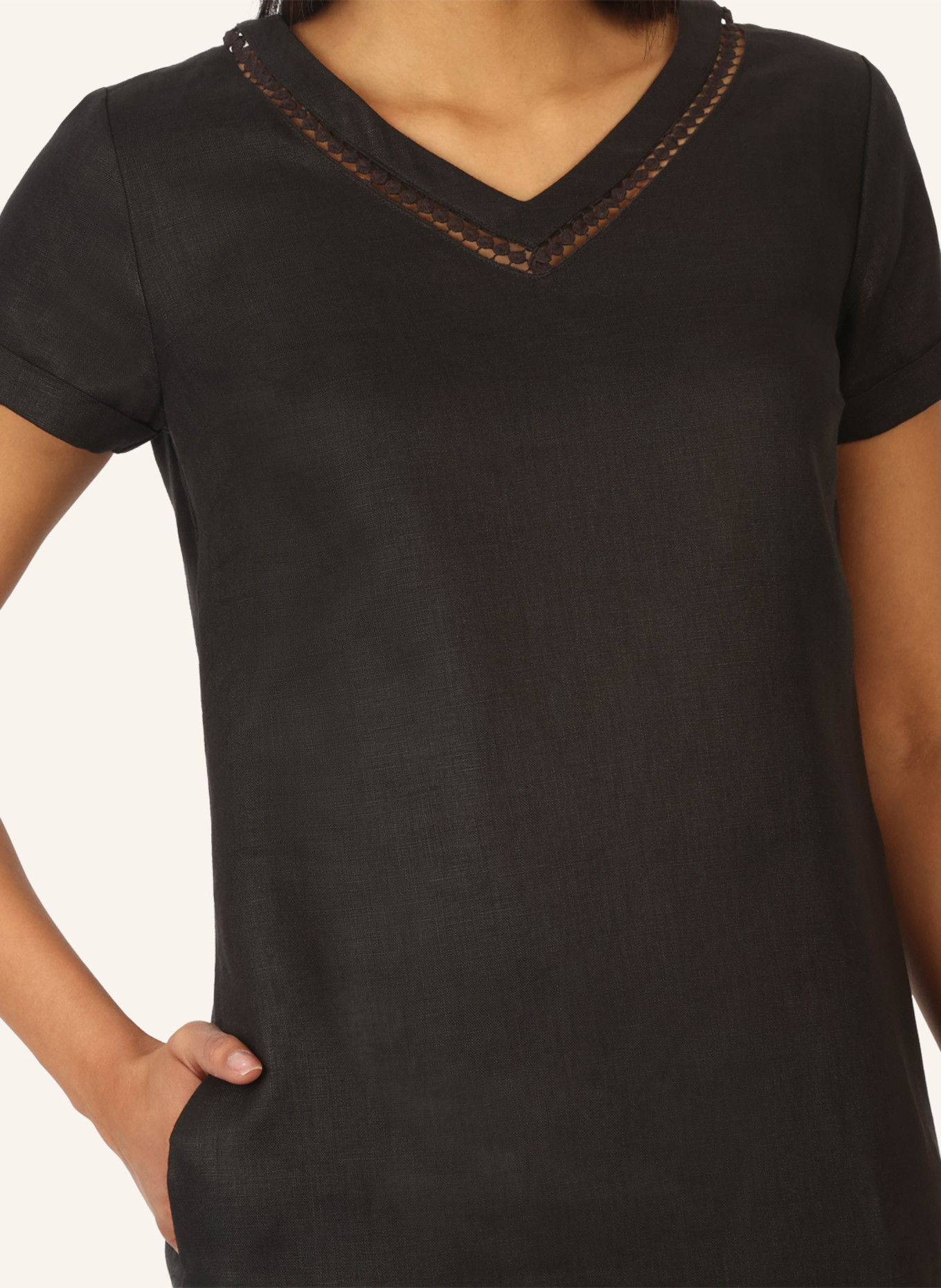 mint & mia Kurzes Leinen Kleid: SCHWARZ