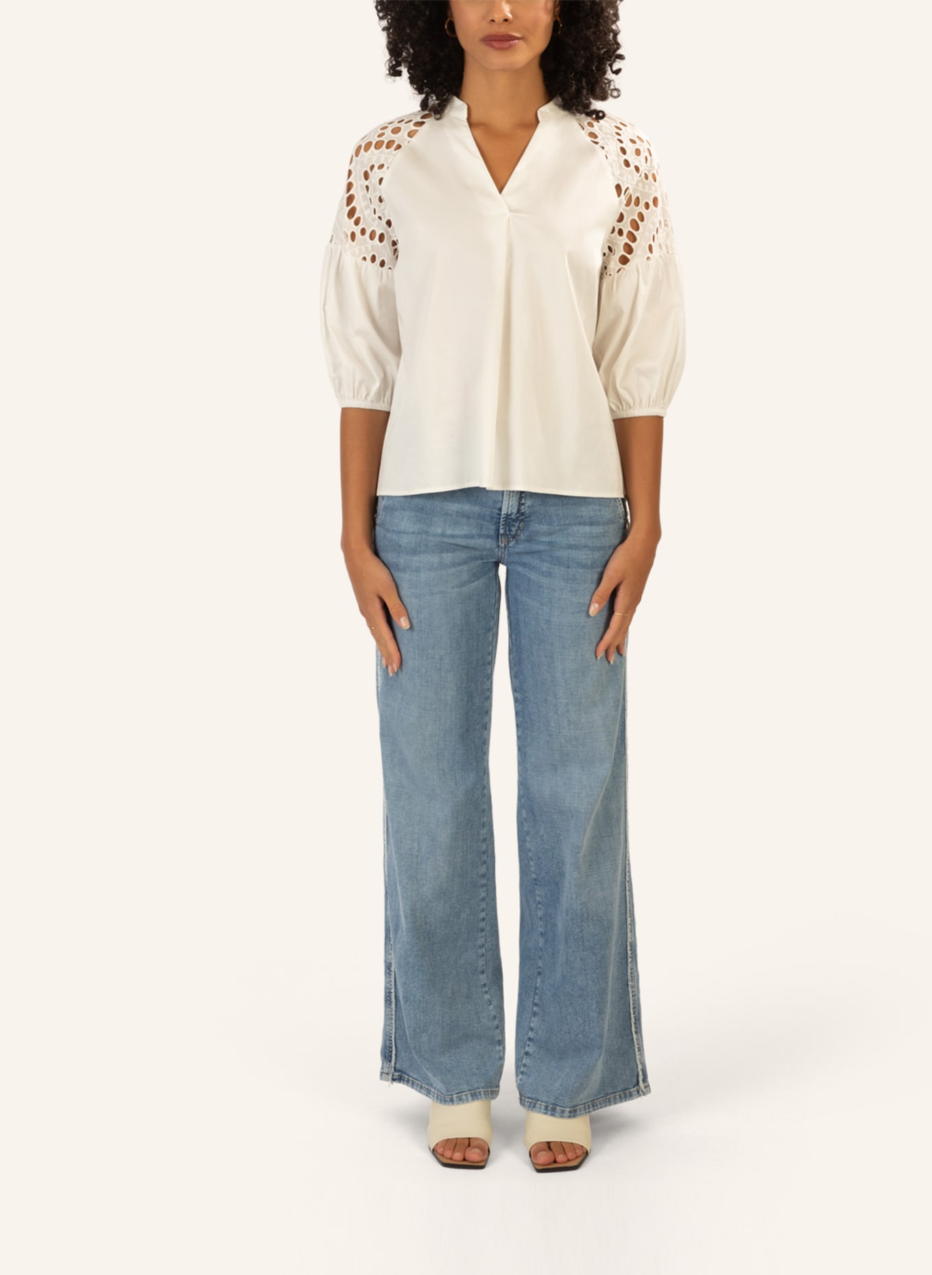 mint & mia Bluse mit Lochspitze: CREME