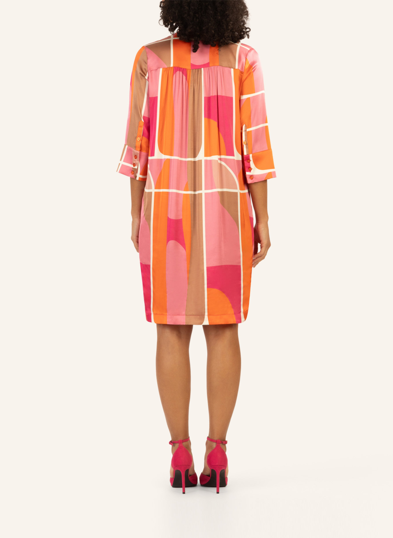 mint & mia Kurzes bedrucktes Viskose satin Kleid: ROSA