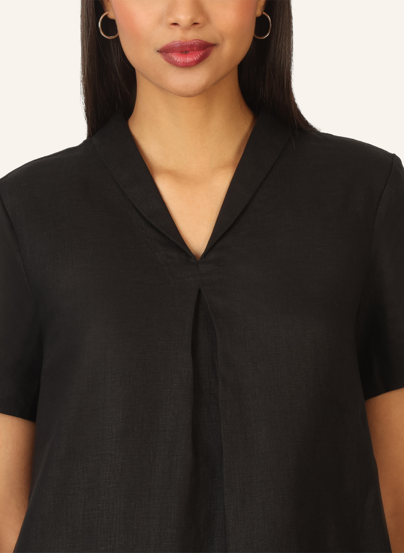 mint & mia Kurzes Leinen Kleid: SCHWARZ