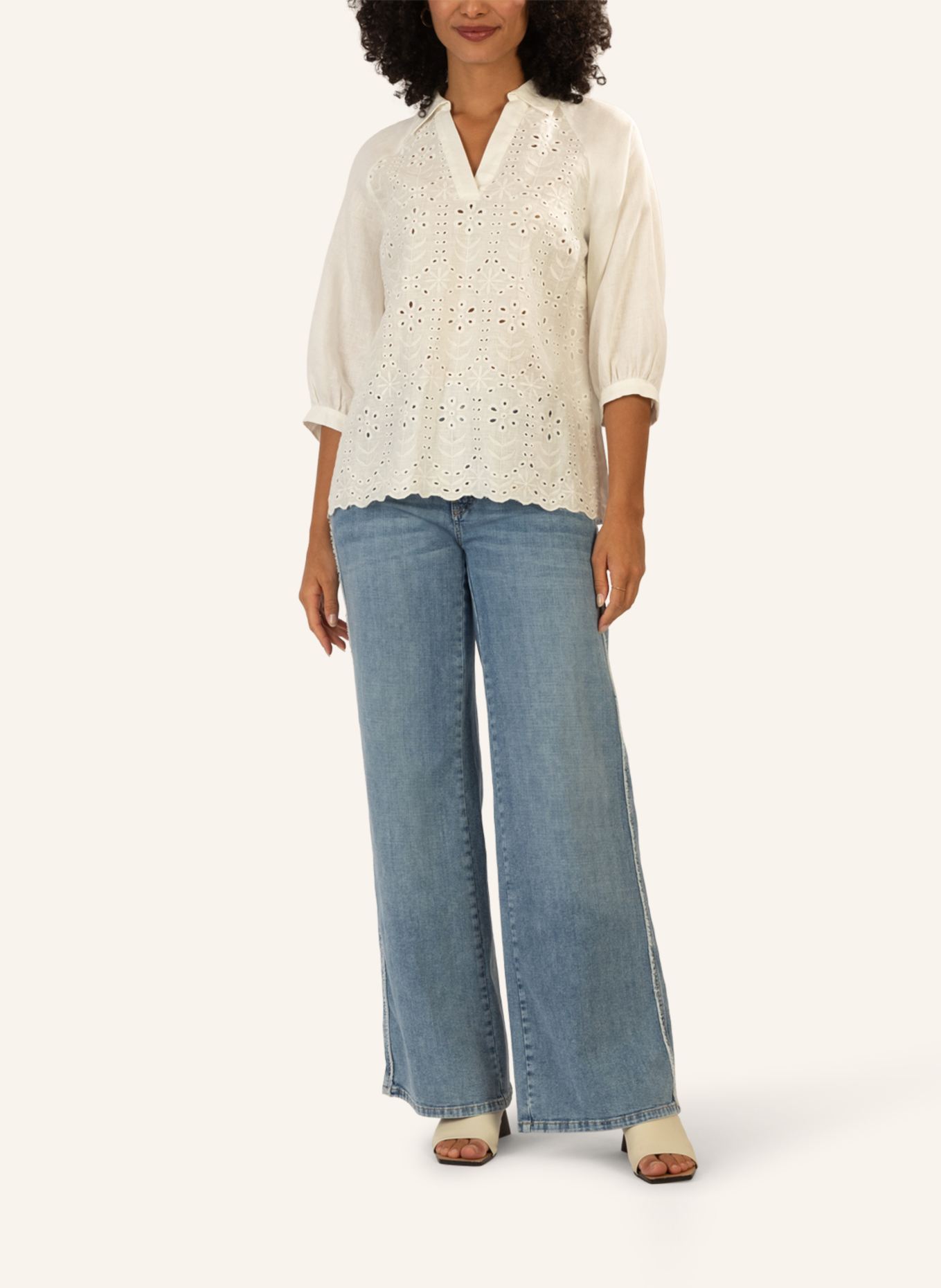 mint & mia Tunika mit Lochspitze: CREME