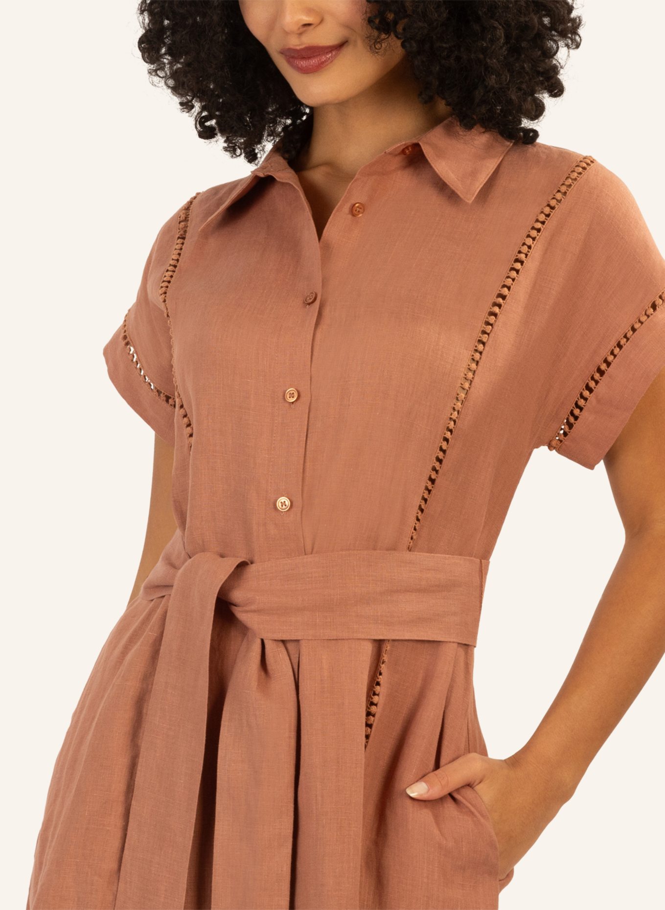 mint & mia Langes Leinen Kleid: BRAUN