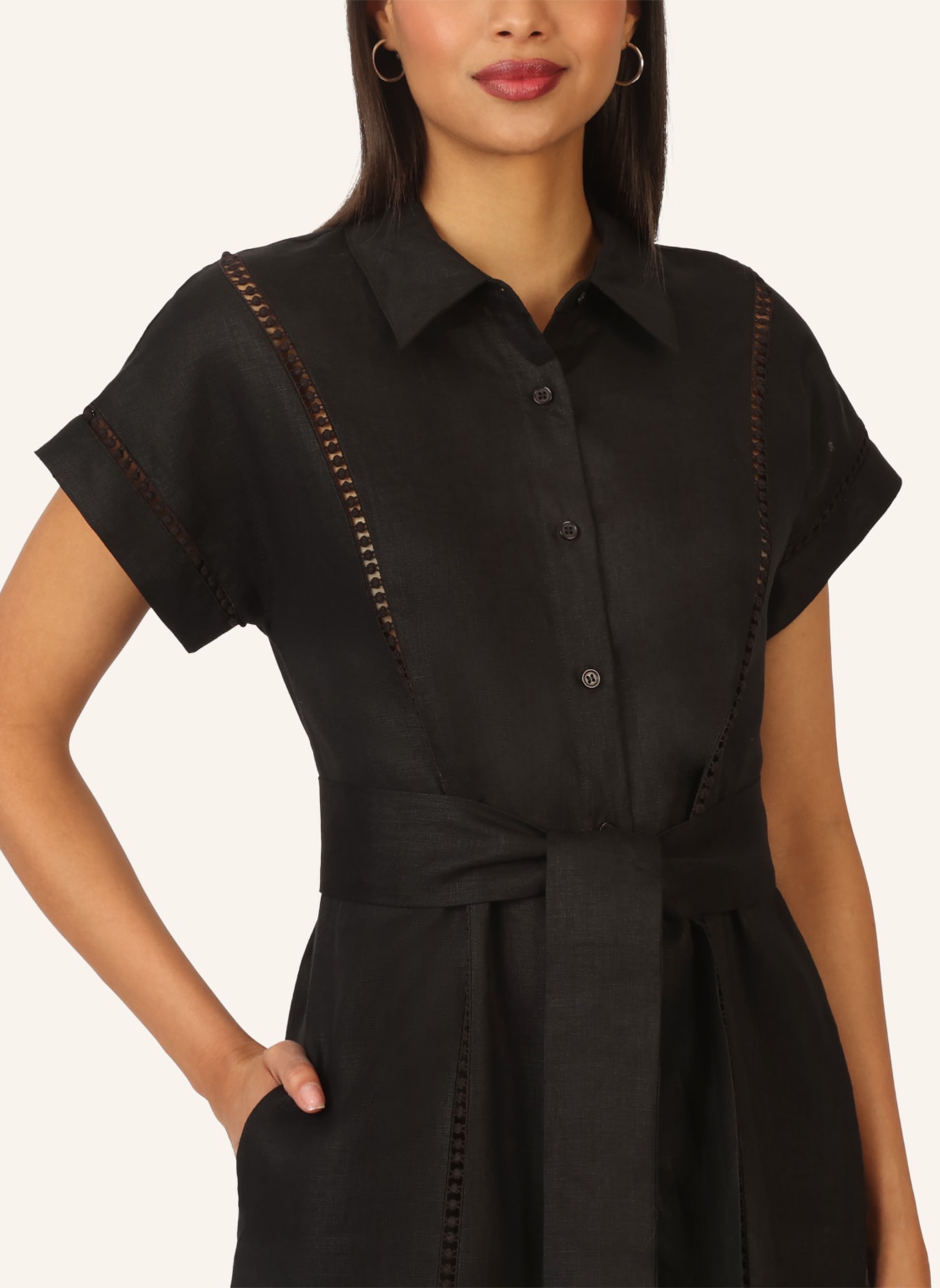 mint & mia Langes Leinen Kleid: SCHWARZ