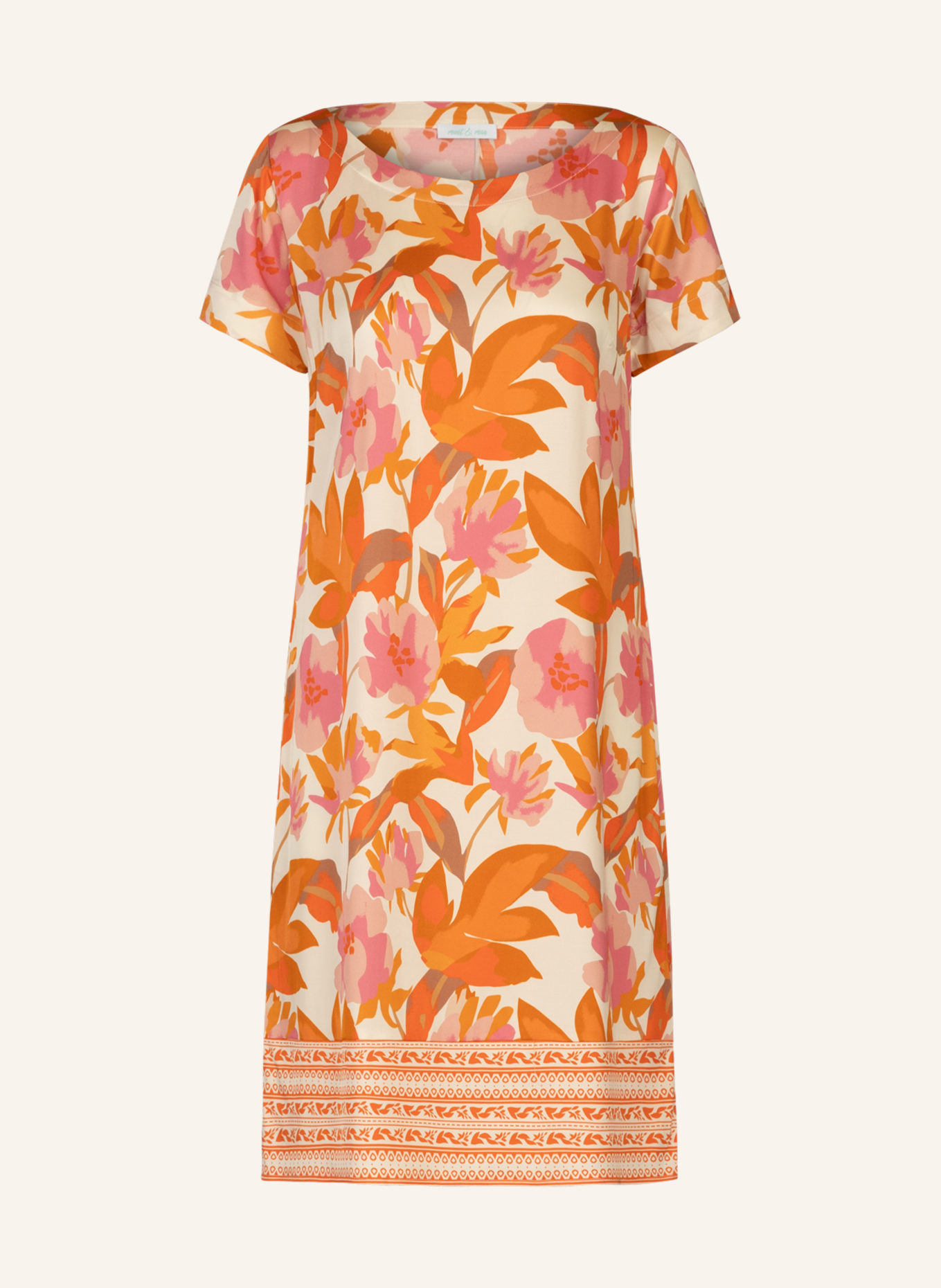 mint & mia Bedrucktes Viskose satin Kleid: ORANGE/ HELLROT/ DUNKELORANGE
