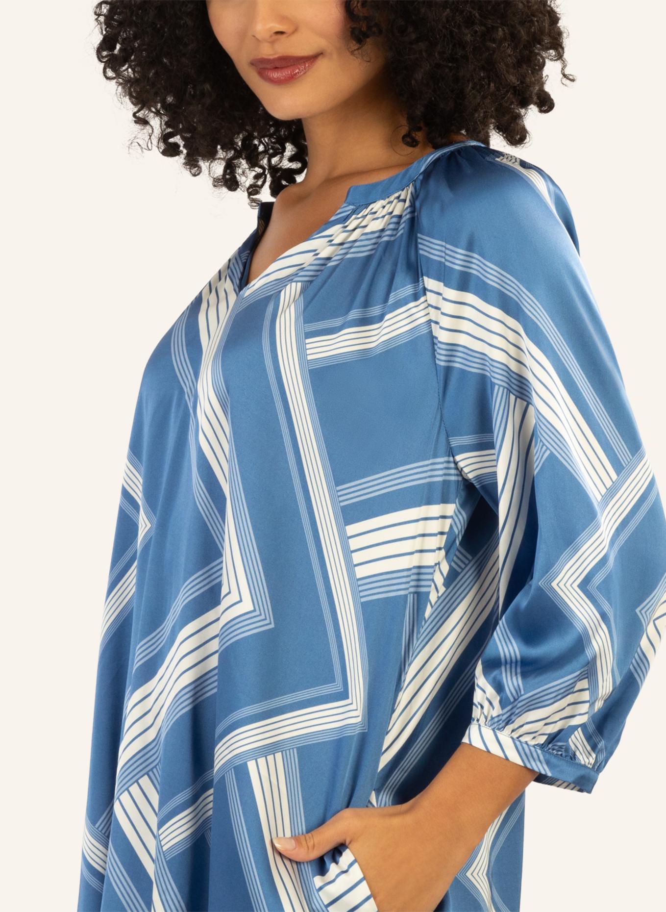 mint & mia Bedrucktes satin Kleid: BLAU/ WEISS