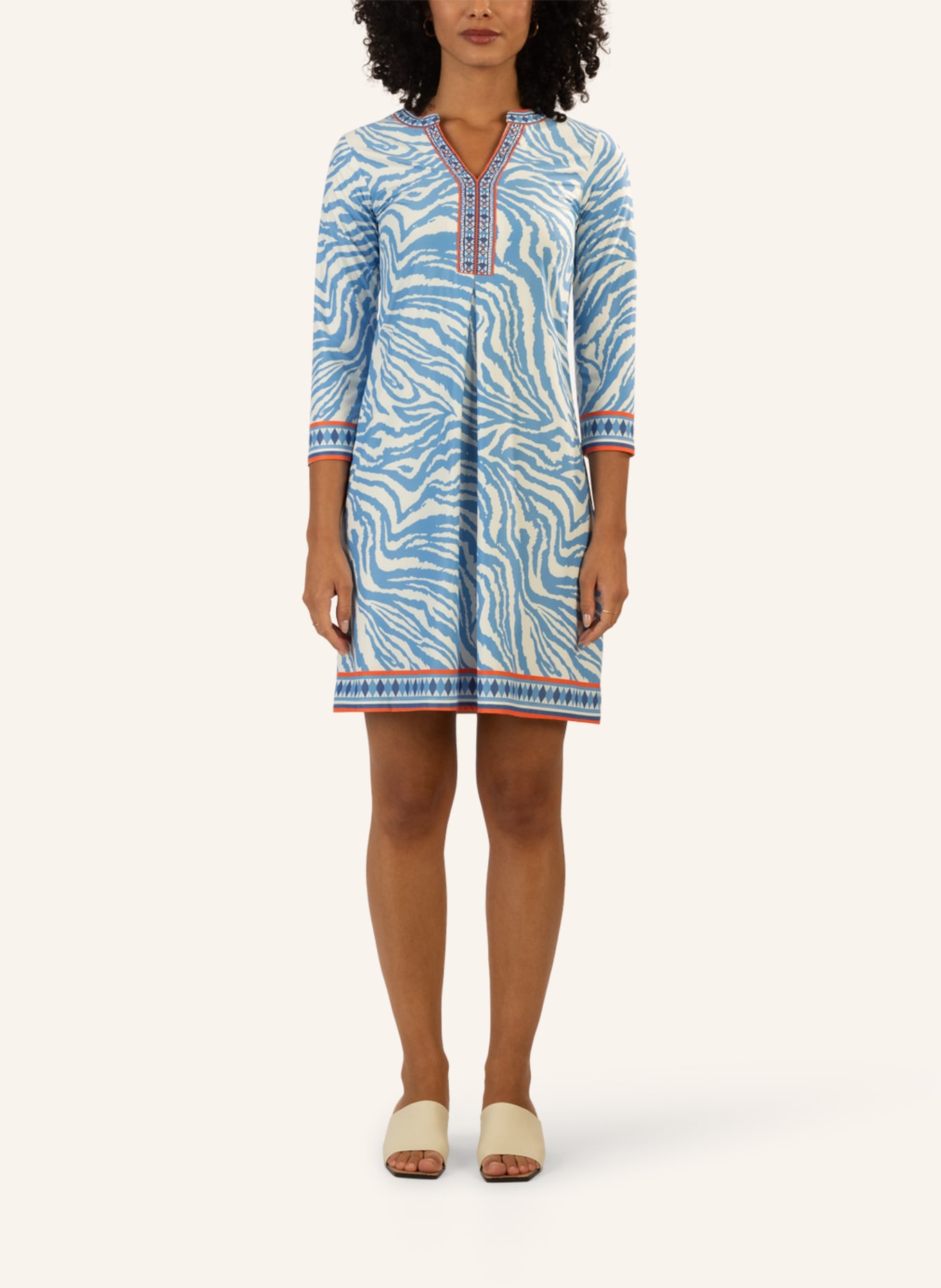 mint & mia kurzes Kofferkleid: BLAU/ WEISS