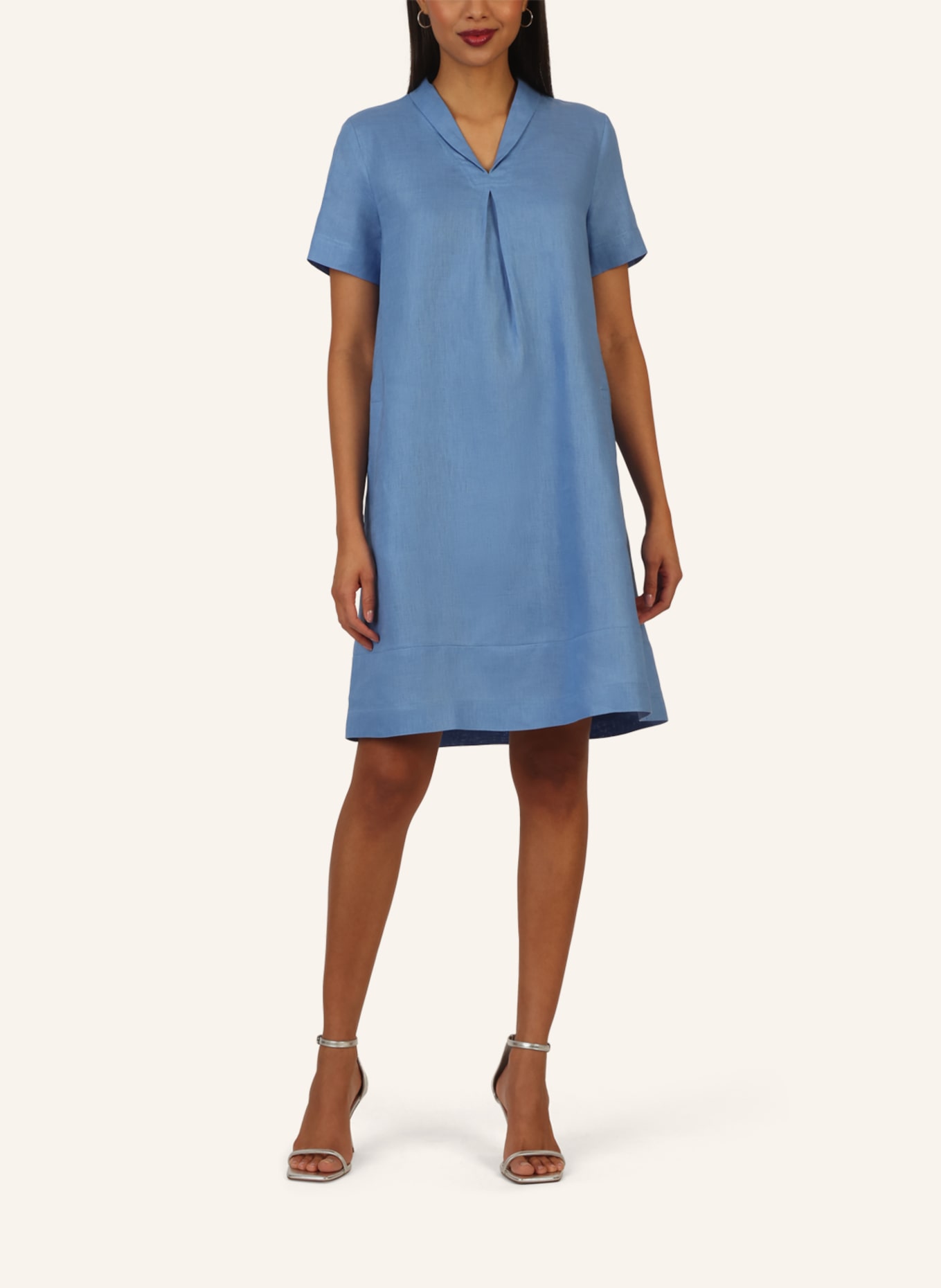 mint & mia Kurzes Leinen Kleid: HELLBLAU