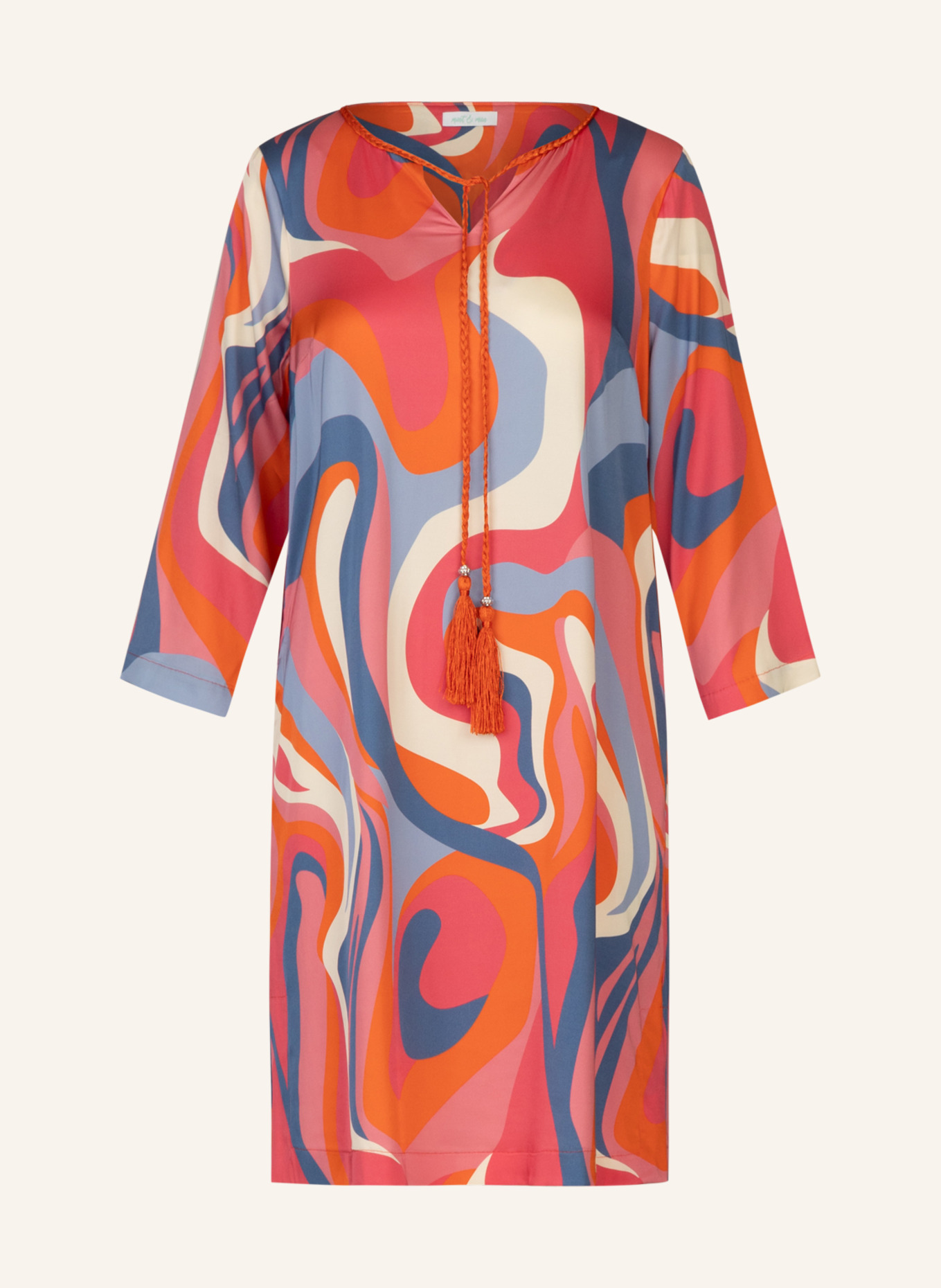 mint & mia Bedrucktes Viskose satin Tunika Kleid: GELB/ GRÜN/ WEISS/ ROT/ SCHWARZ