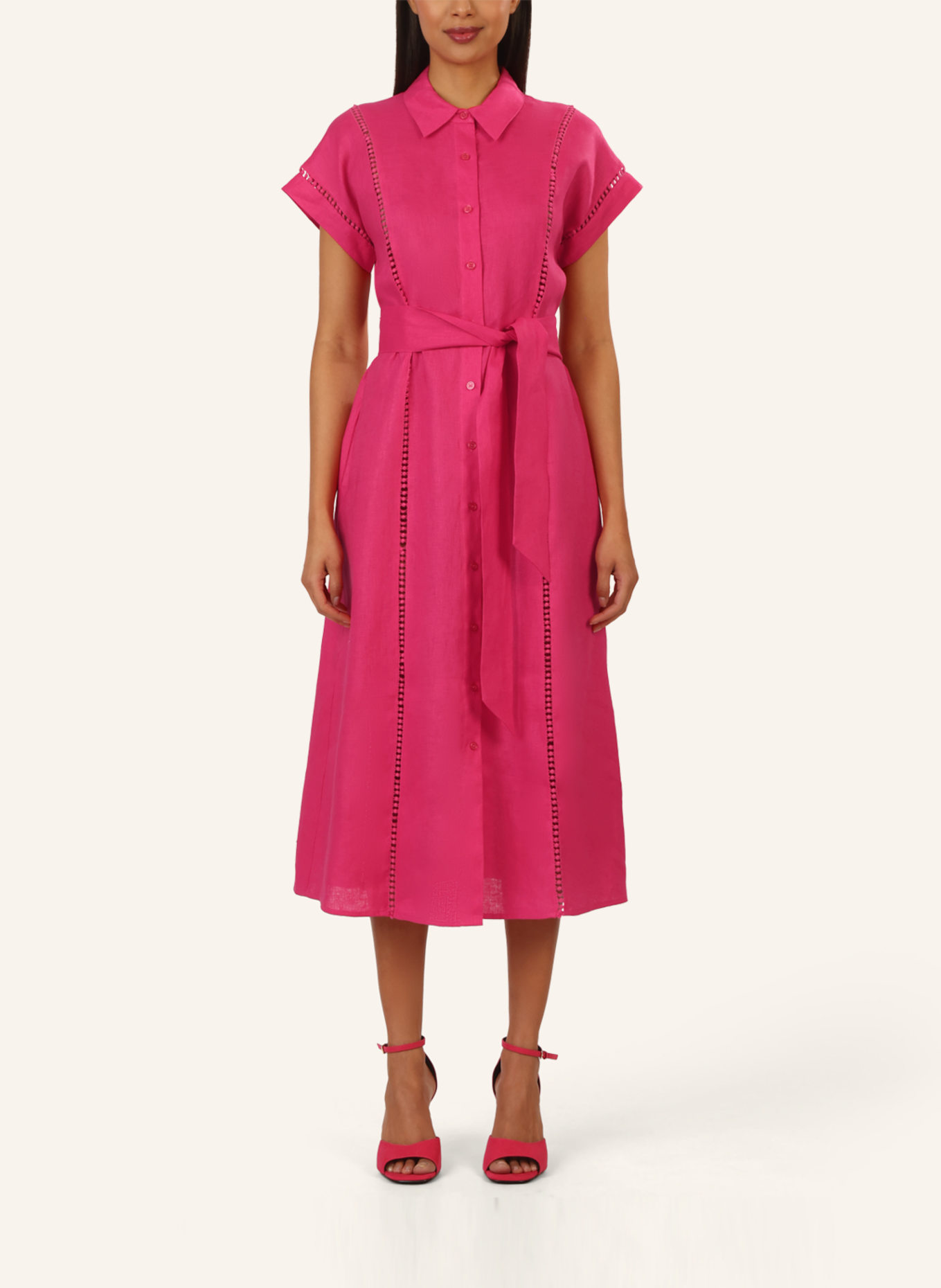 mint & mia Langes Leinen Kleid: PINK