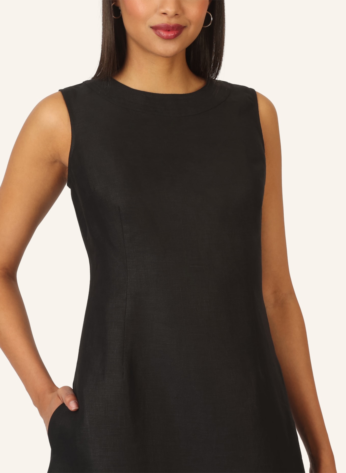 mint & mia Langes Leinen Kleid: SCHWARZ