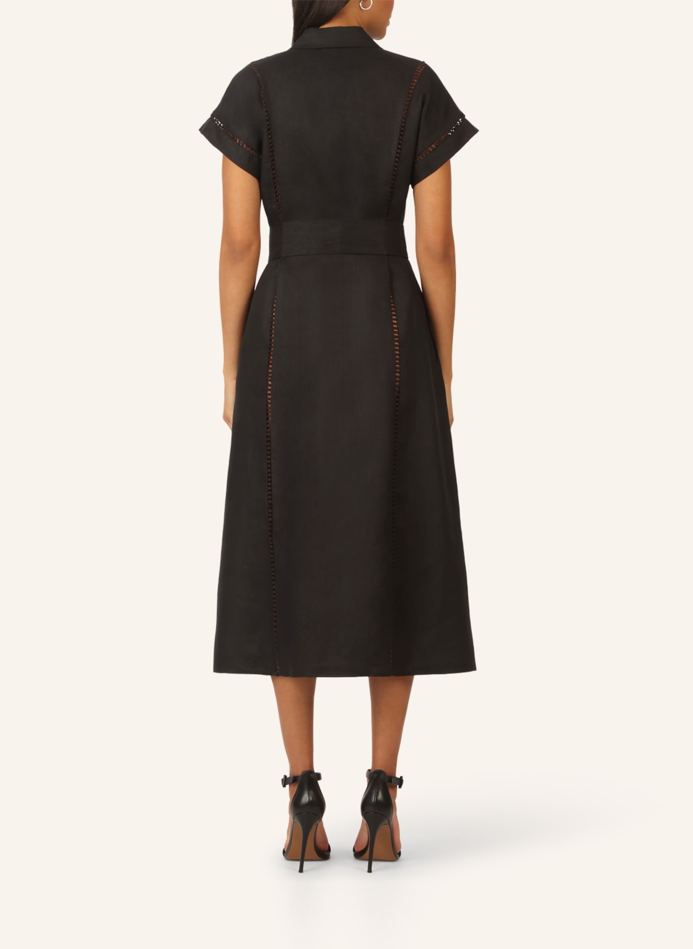 mint & mia Langes Leinen Kleid: SCHWARZ