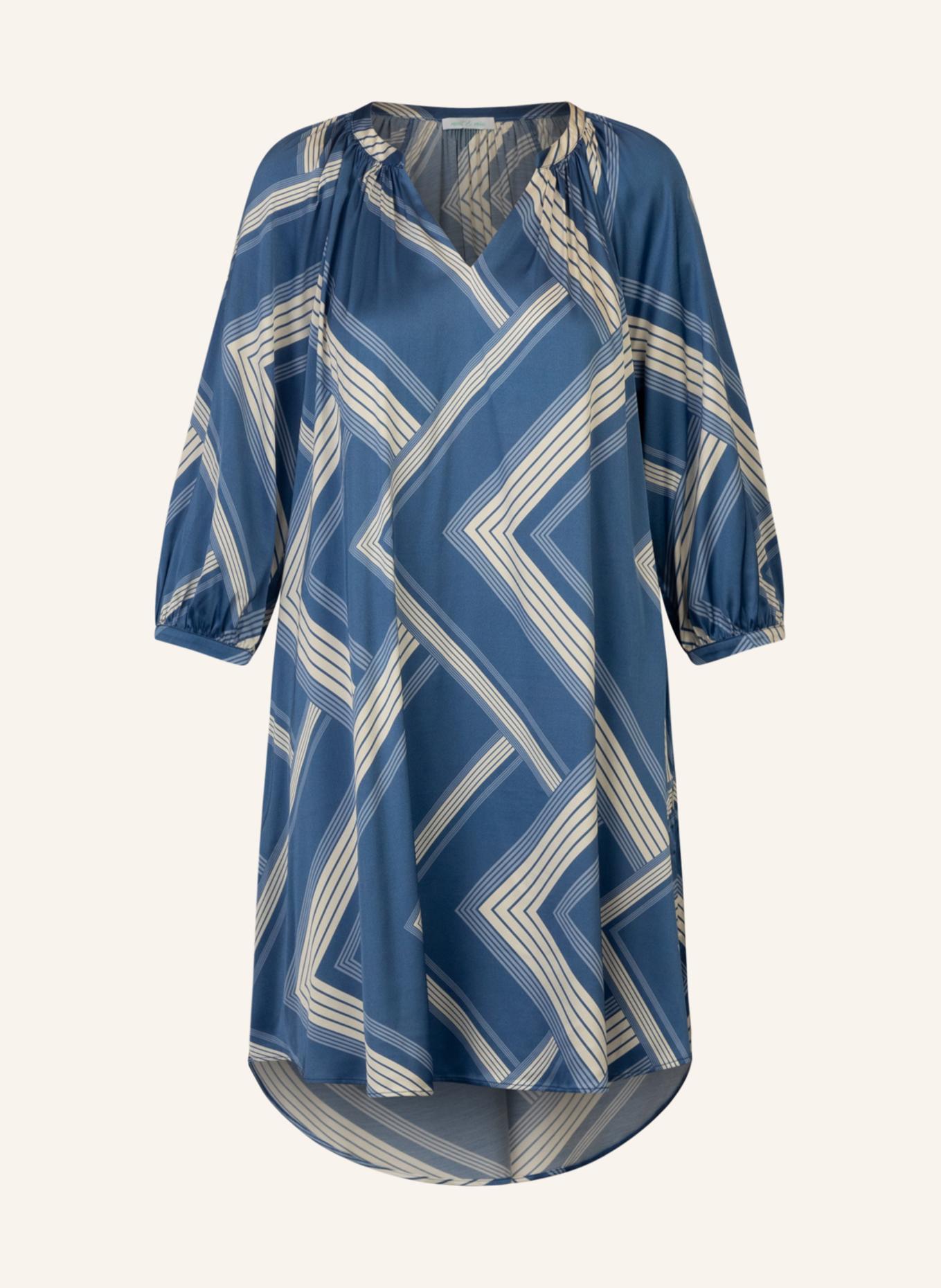 mint & mia Bedrucktes satin Kleid: BLAU/ WEISS