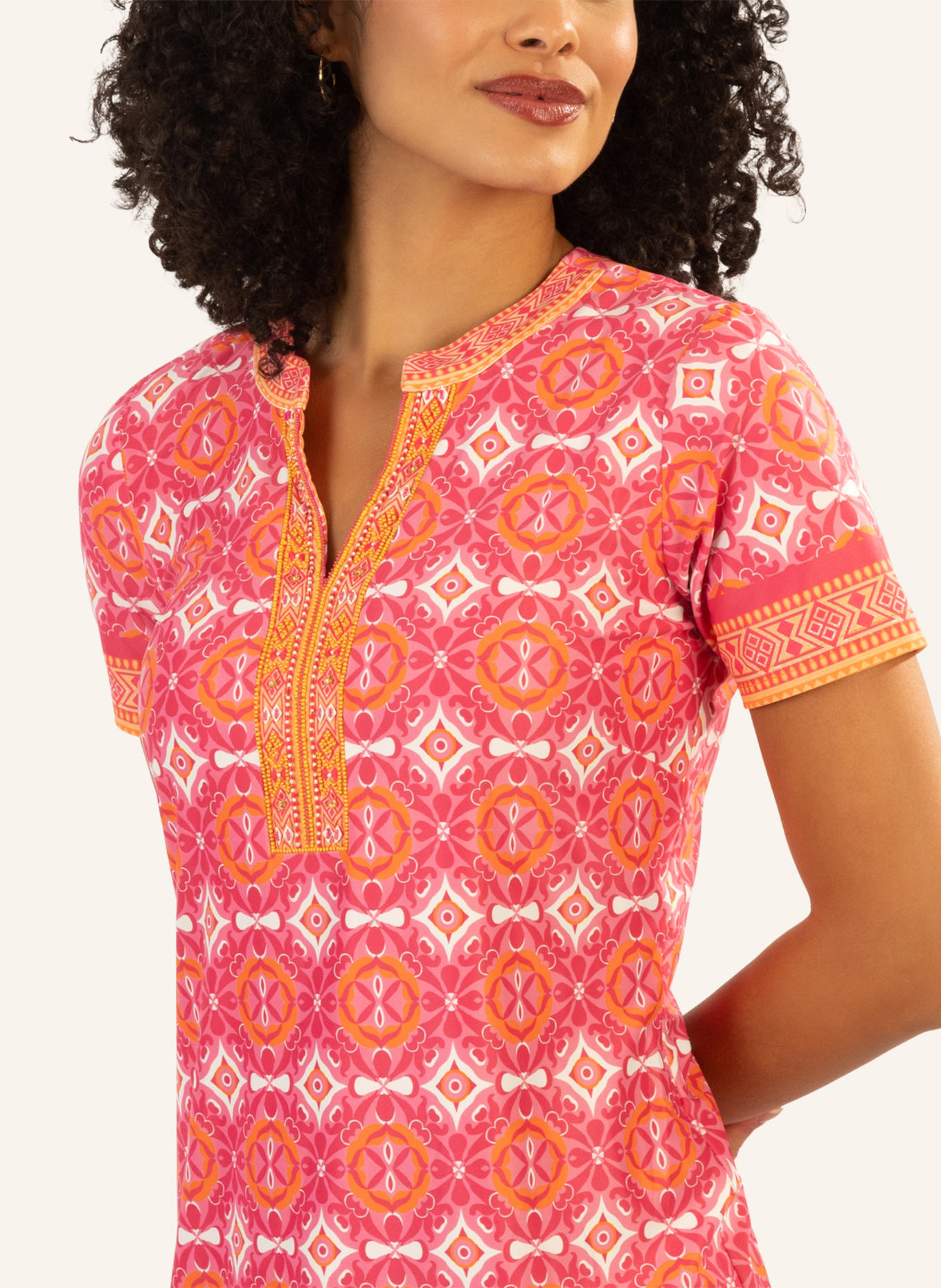 mint & mia Kurzes Kofferkleid: PINK/ ORANGE