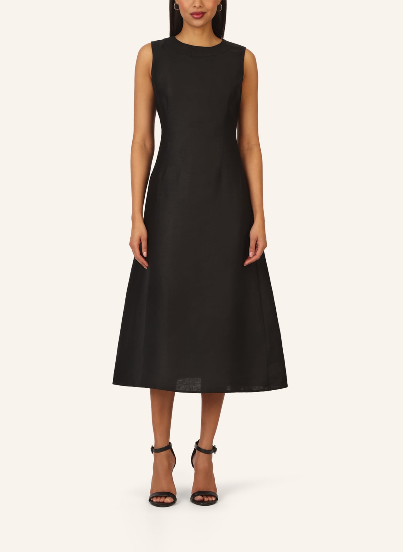 mint & mia Langes Leinen Kleid: SCHWARZ