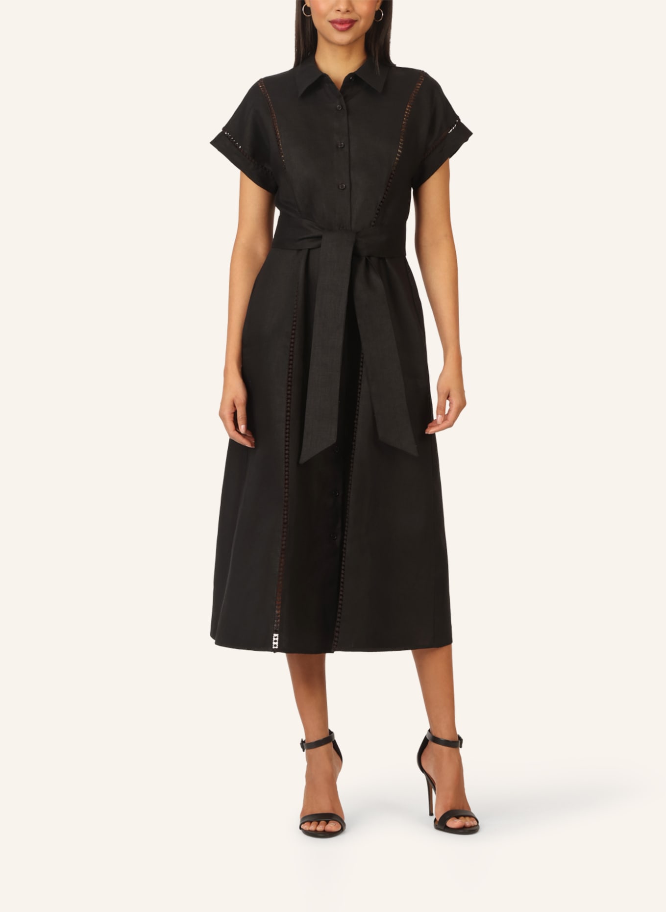 mint & mia Langes Leinen Kleid: SCHWARZ