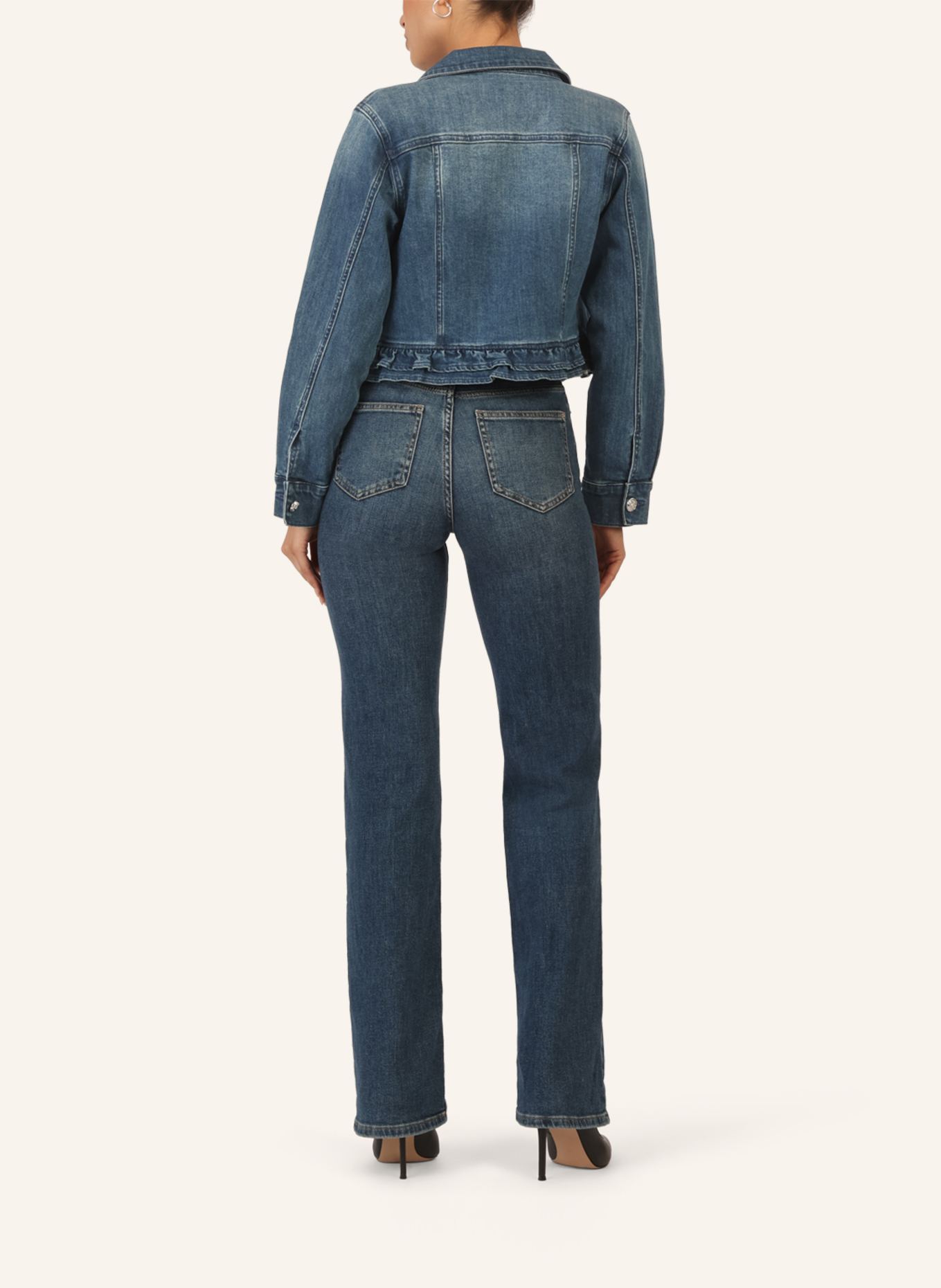 APART Jeansjacke mit Rüschen: BLAU