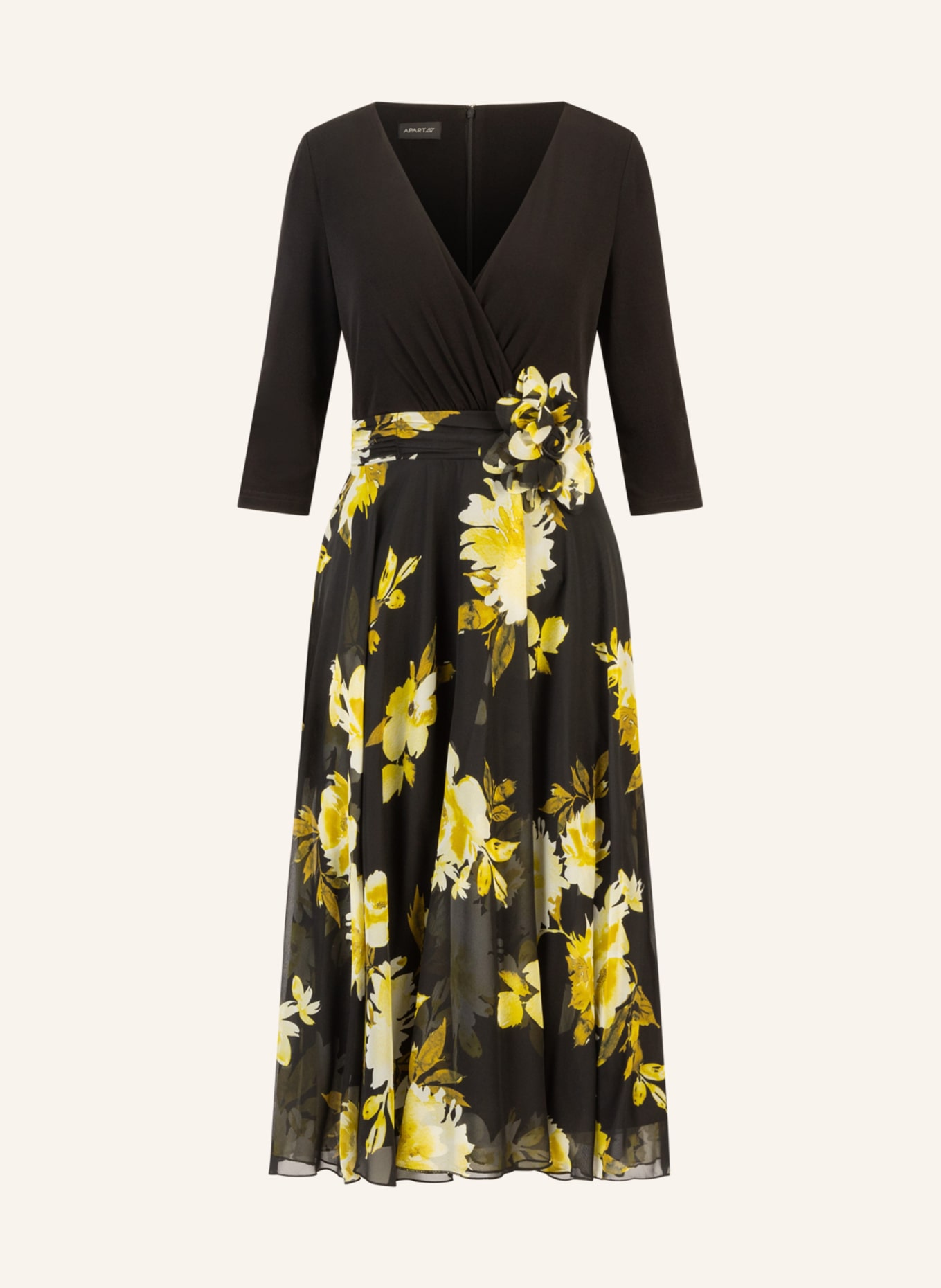 APART Chiffonkleid: SCHWARZ/ SILBER