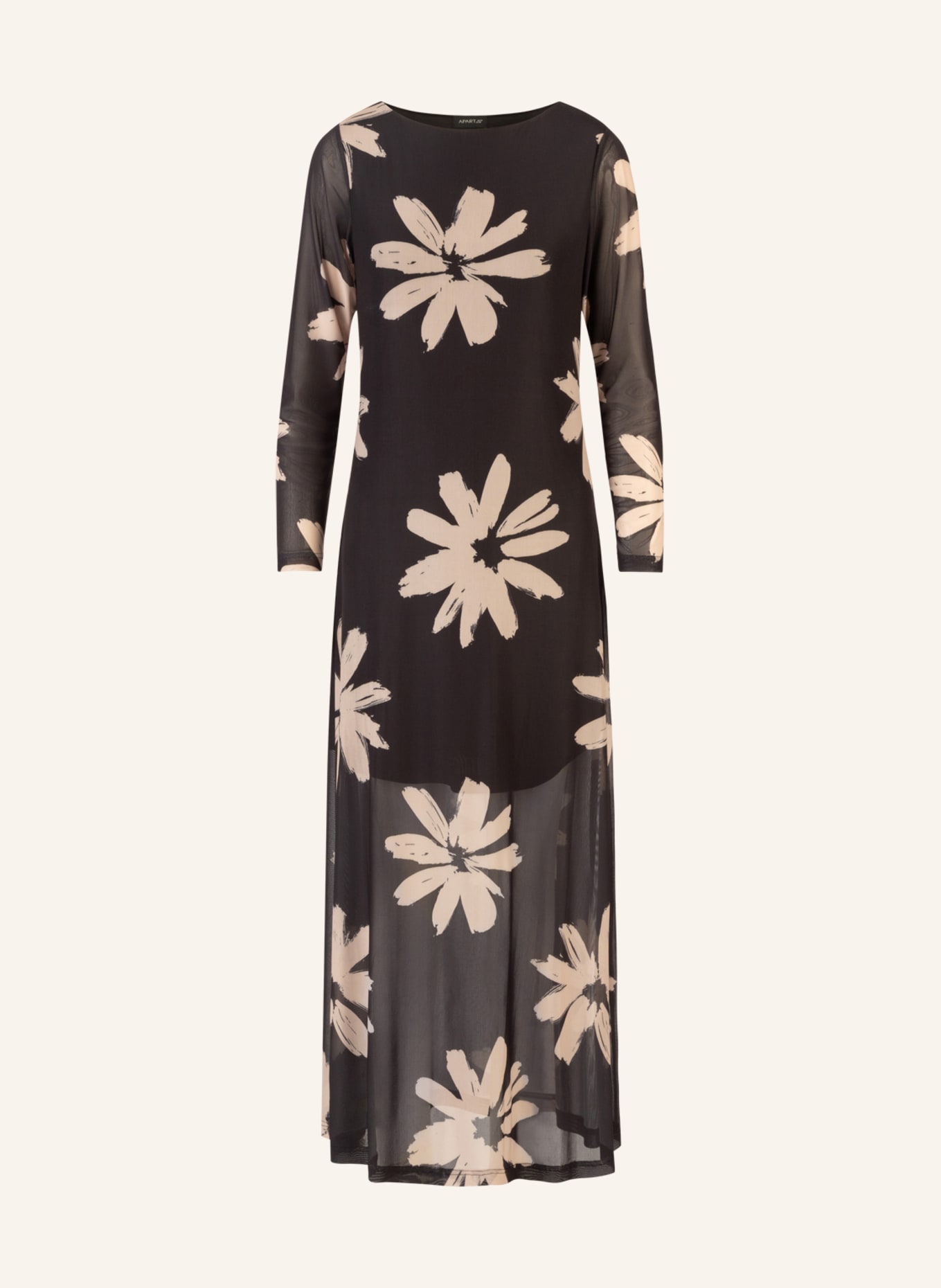 APART Maxi Meshkleid: SCHWARZ/ NUDE