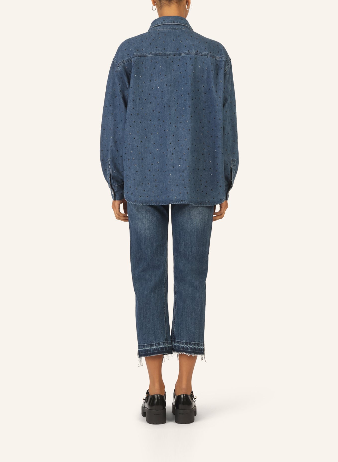 APART Jeanshemd mit Kristallsteinen: BLAU