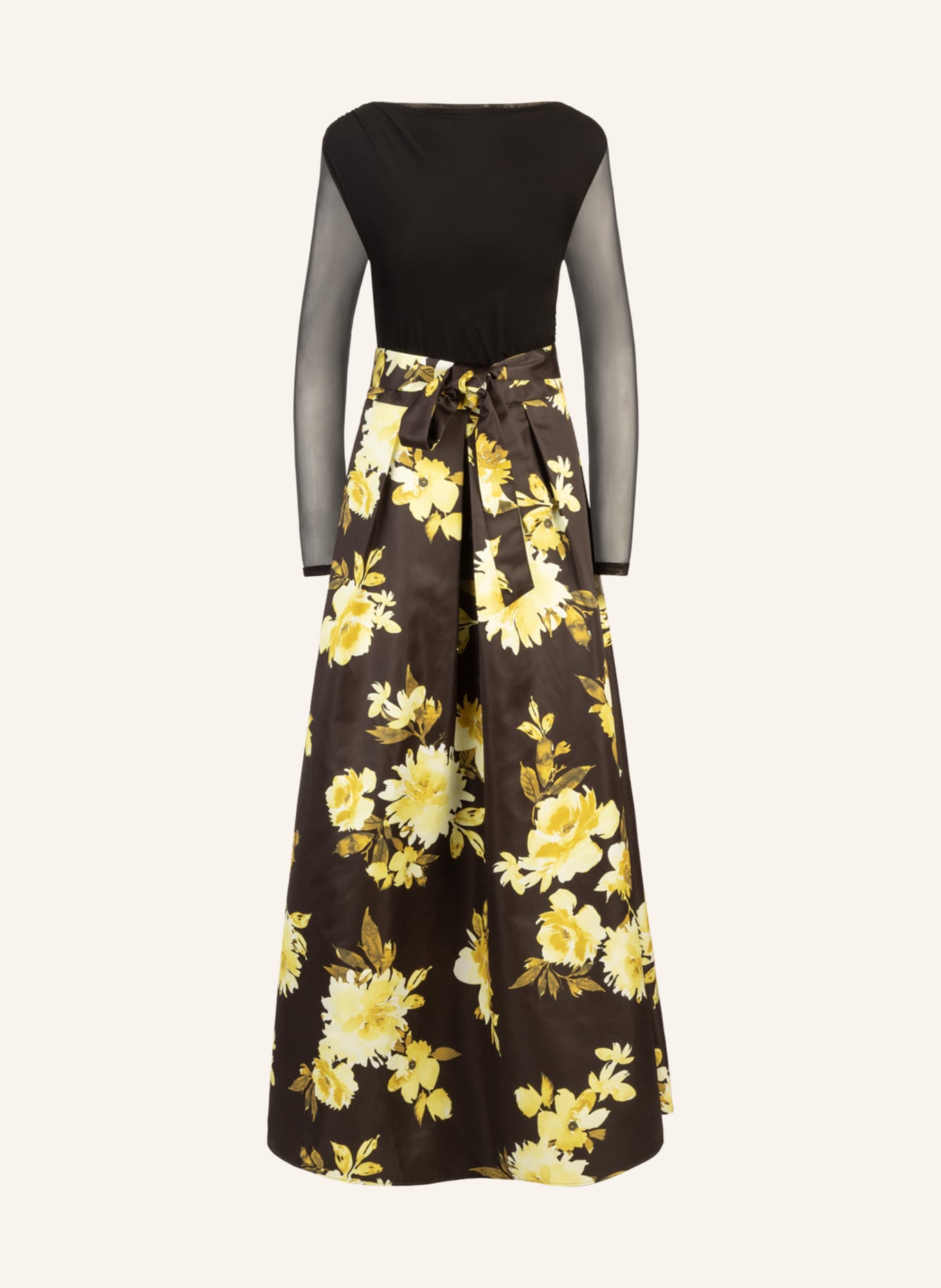 APART Satin-Meshkleid: SCHWARZ/ SILBER