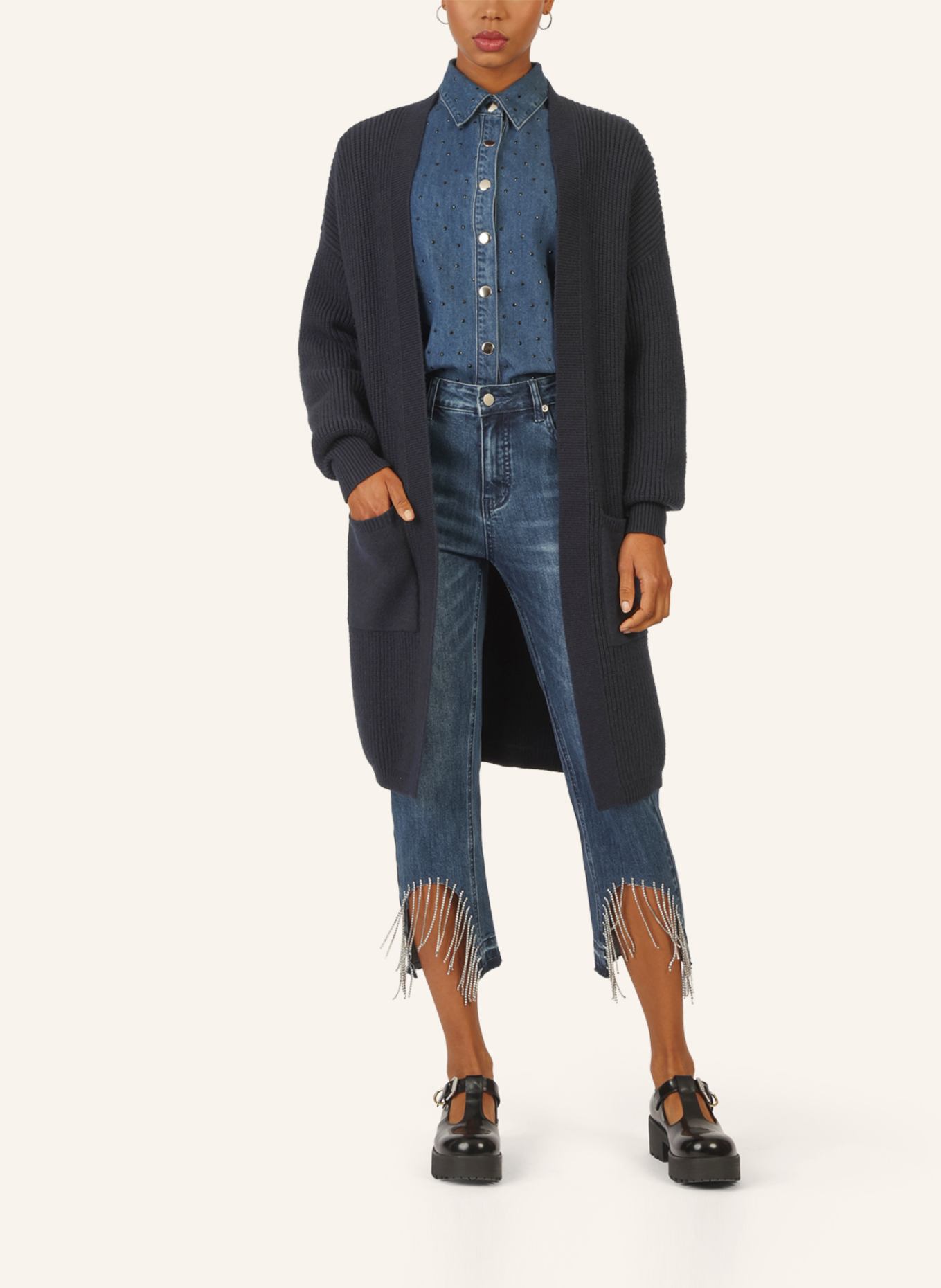 APART Lange Strickjacke: DUNKELBLAU