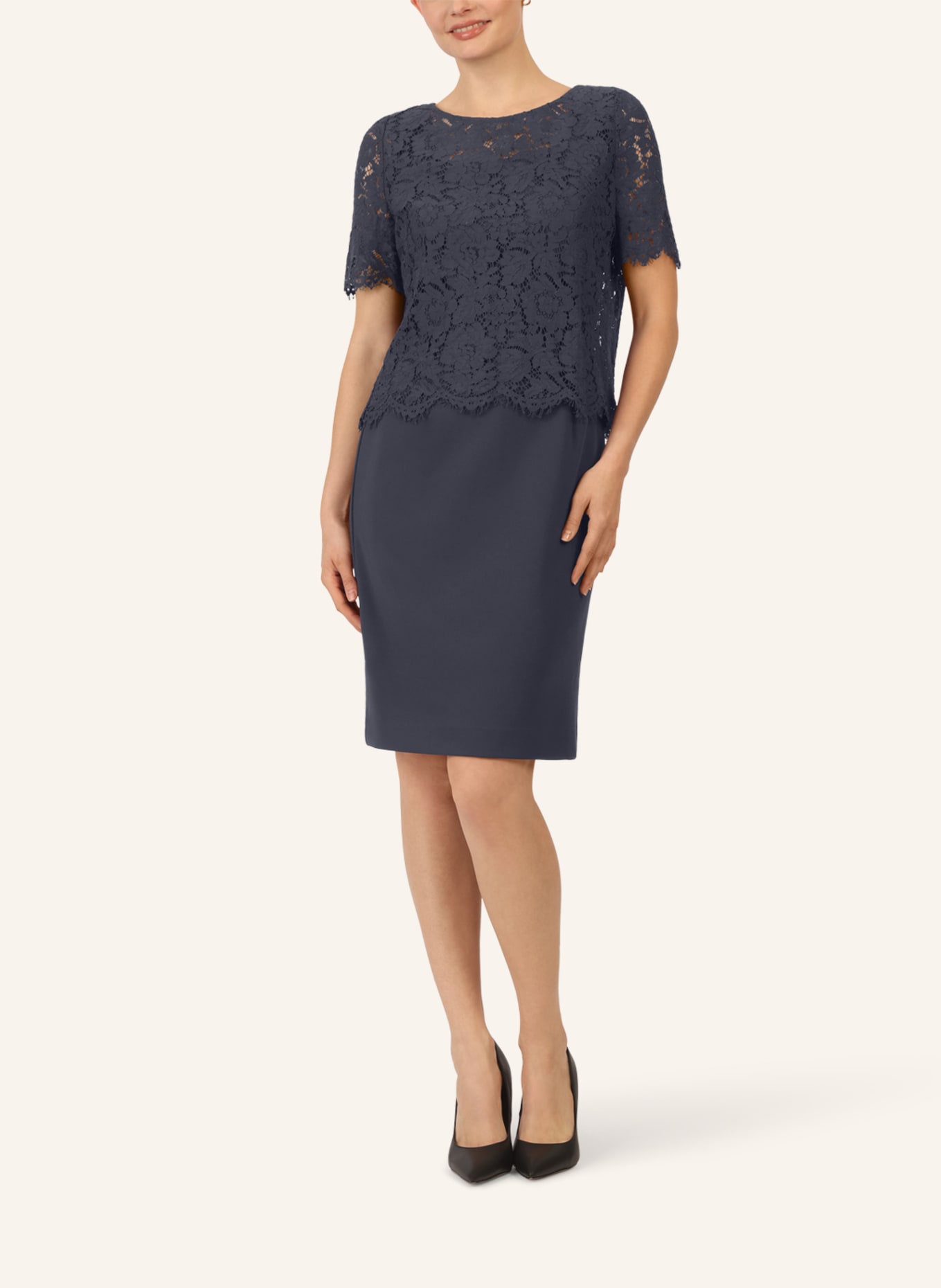 APART Etuikleid mit Spitzenjäckchen: DUNKELBLAU