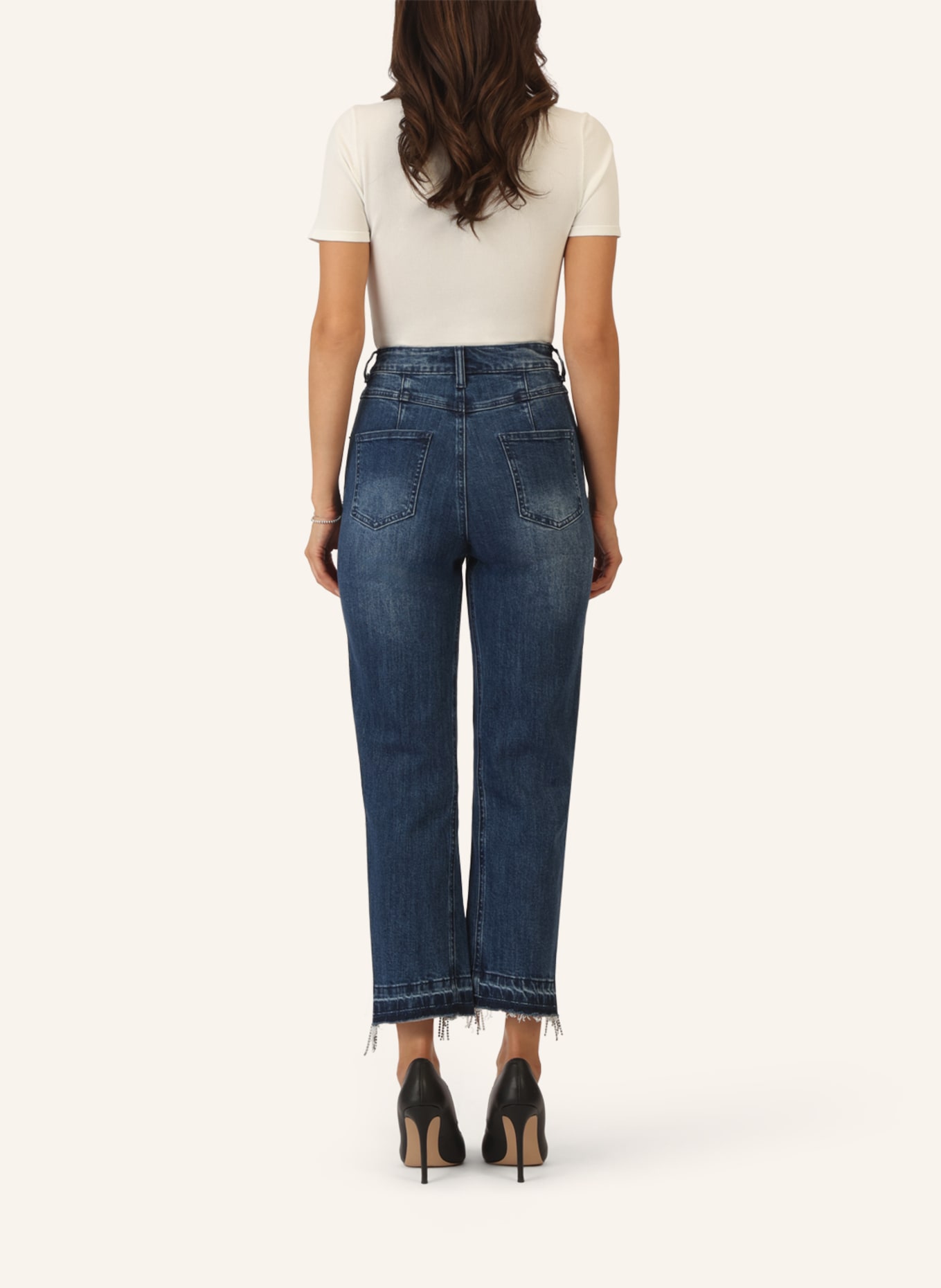 APART Mom Jeans mit Kristallsteinen: BLAU