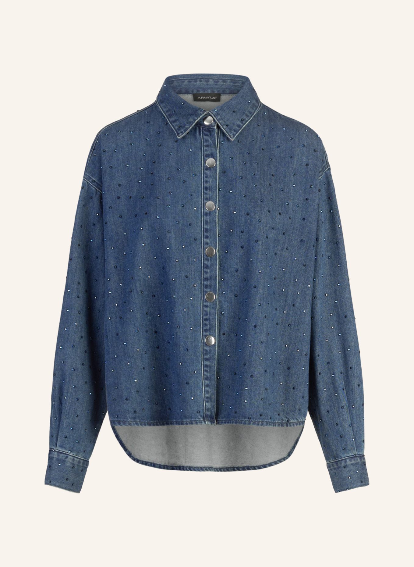 APART Jeanshemd mit Kristallsteinen: BLAU