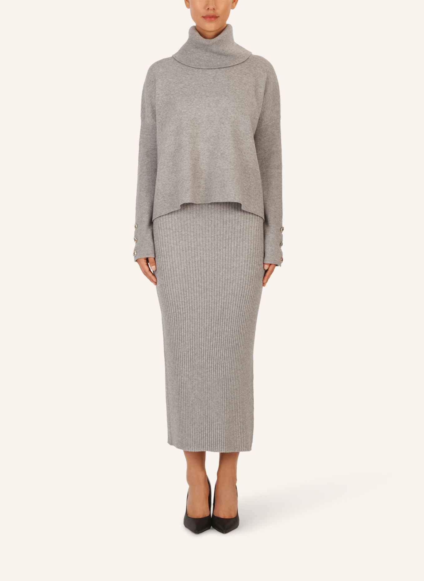 APART Rippenstrickrock: GRAU