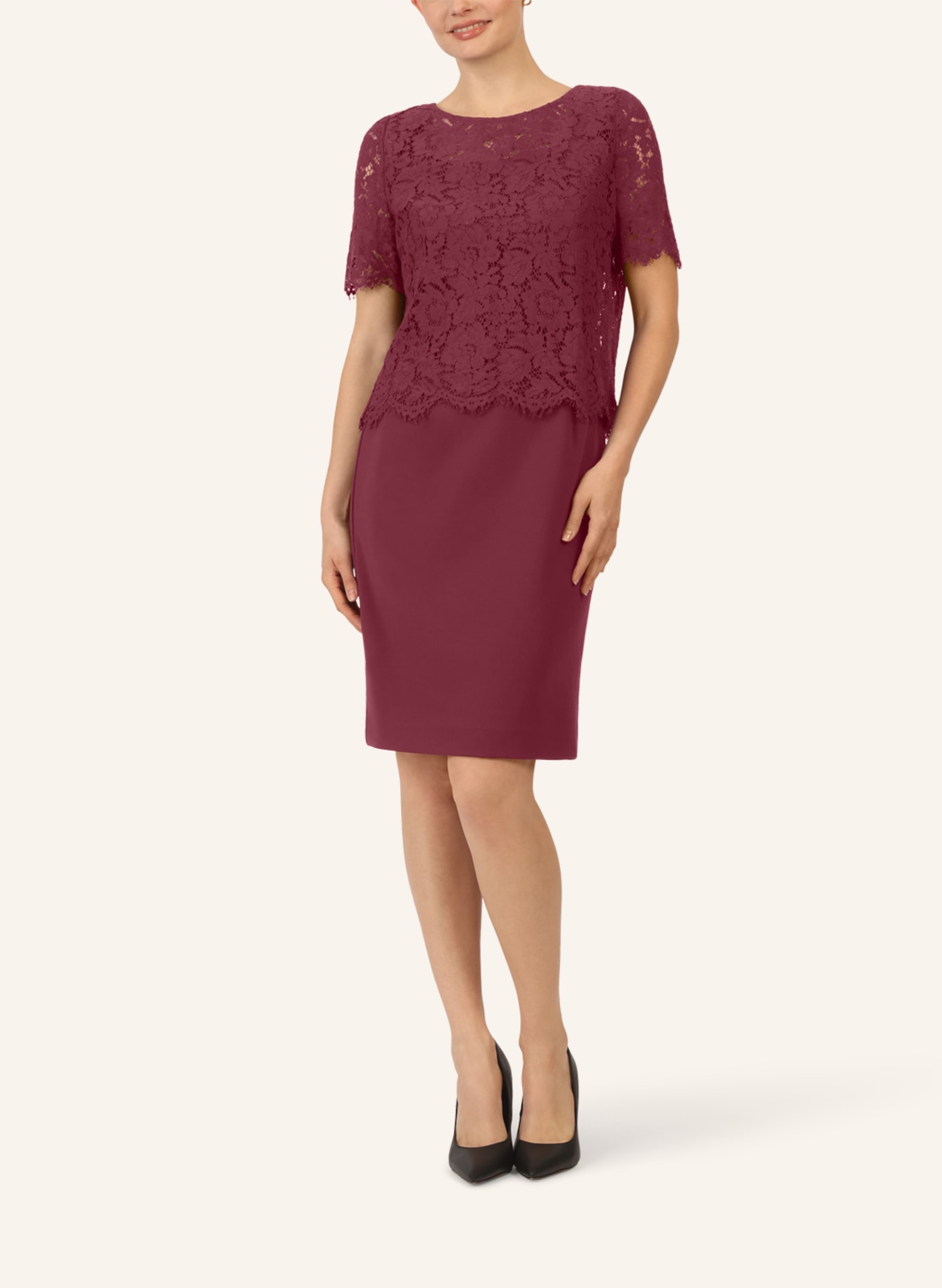 APART Etuikleid mit Spitzenjäckchen: ROT