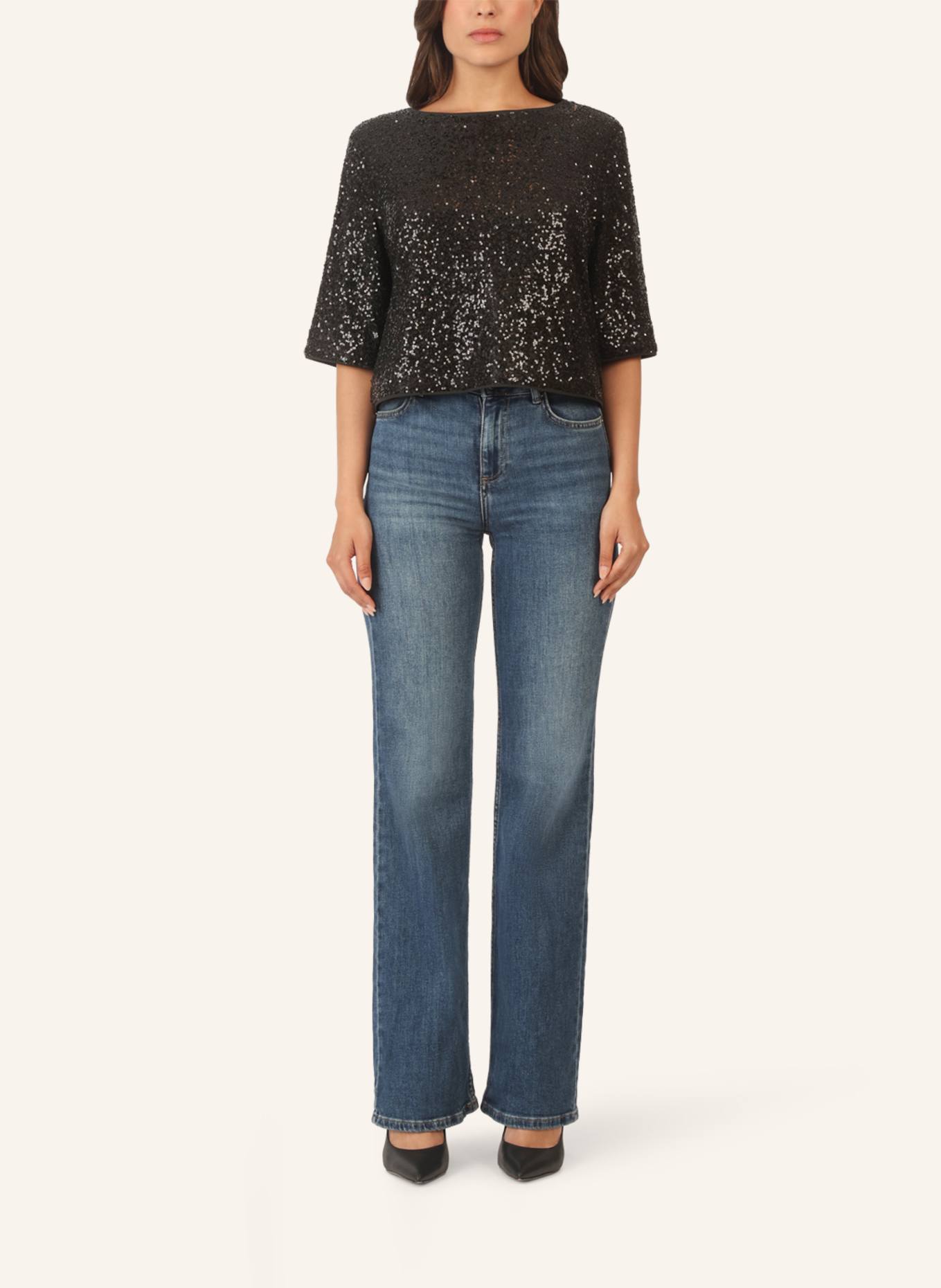 APART Paillettenshirt: SCHWARZ