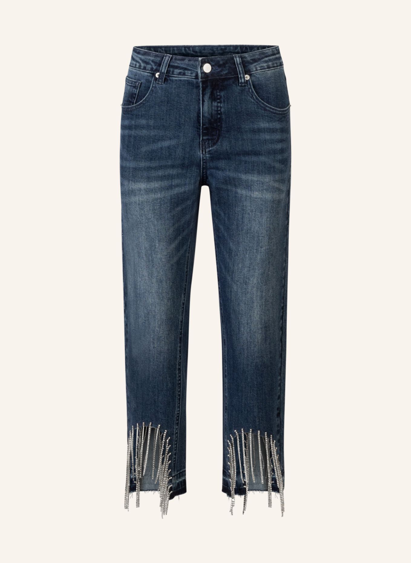 APART Mom Jeans mit Kristallsteinen: BLAU