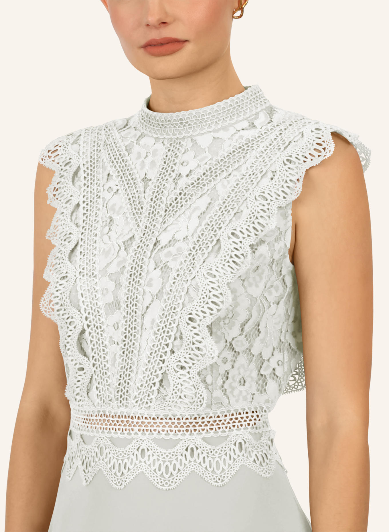 APART Abendkleid mit Lochspitze: CREME