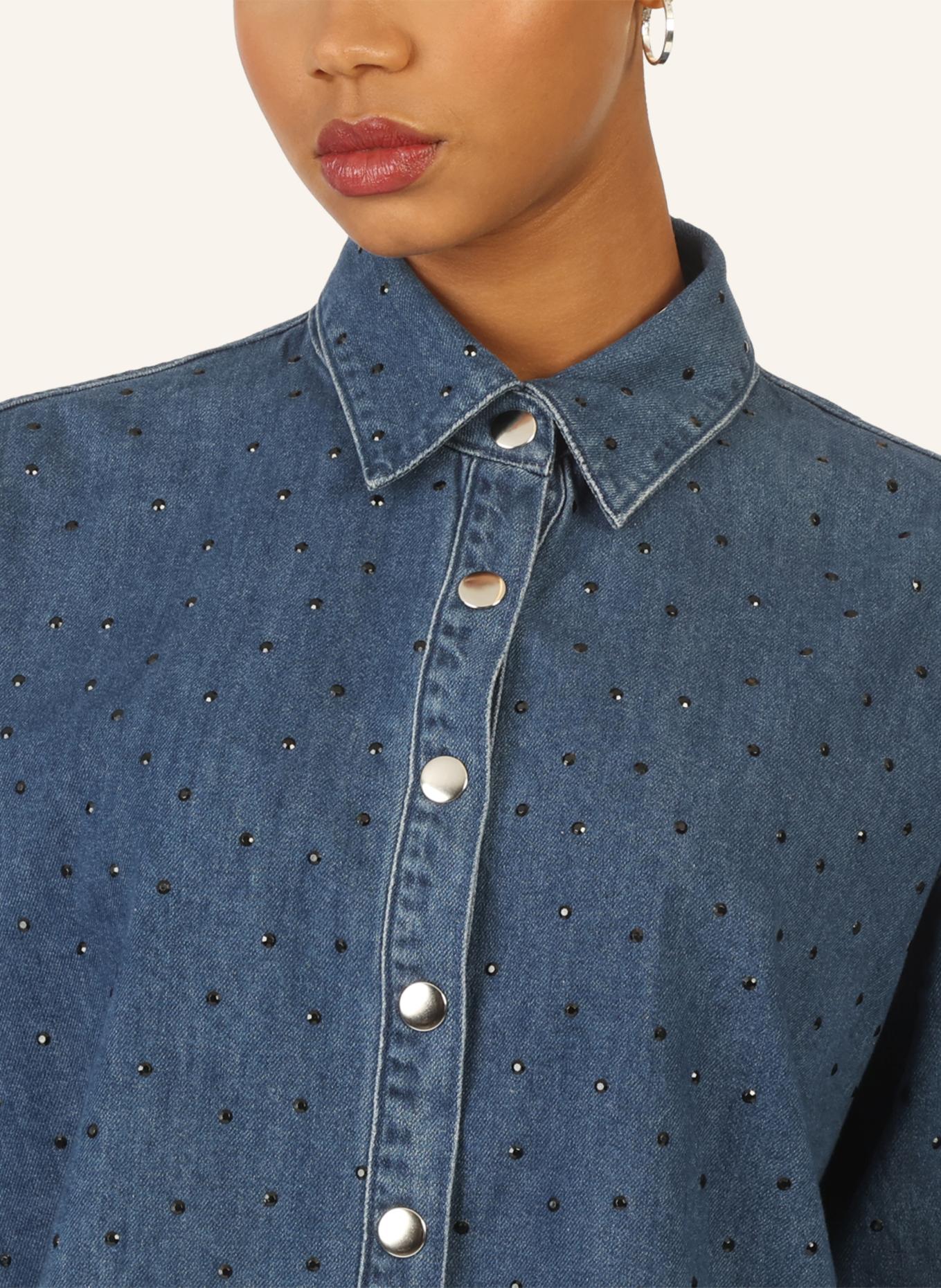 APART Jeanshemd mit Kristallsteinen: BLAU