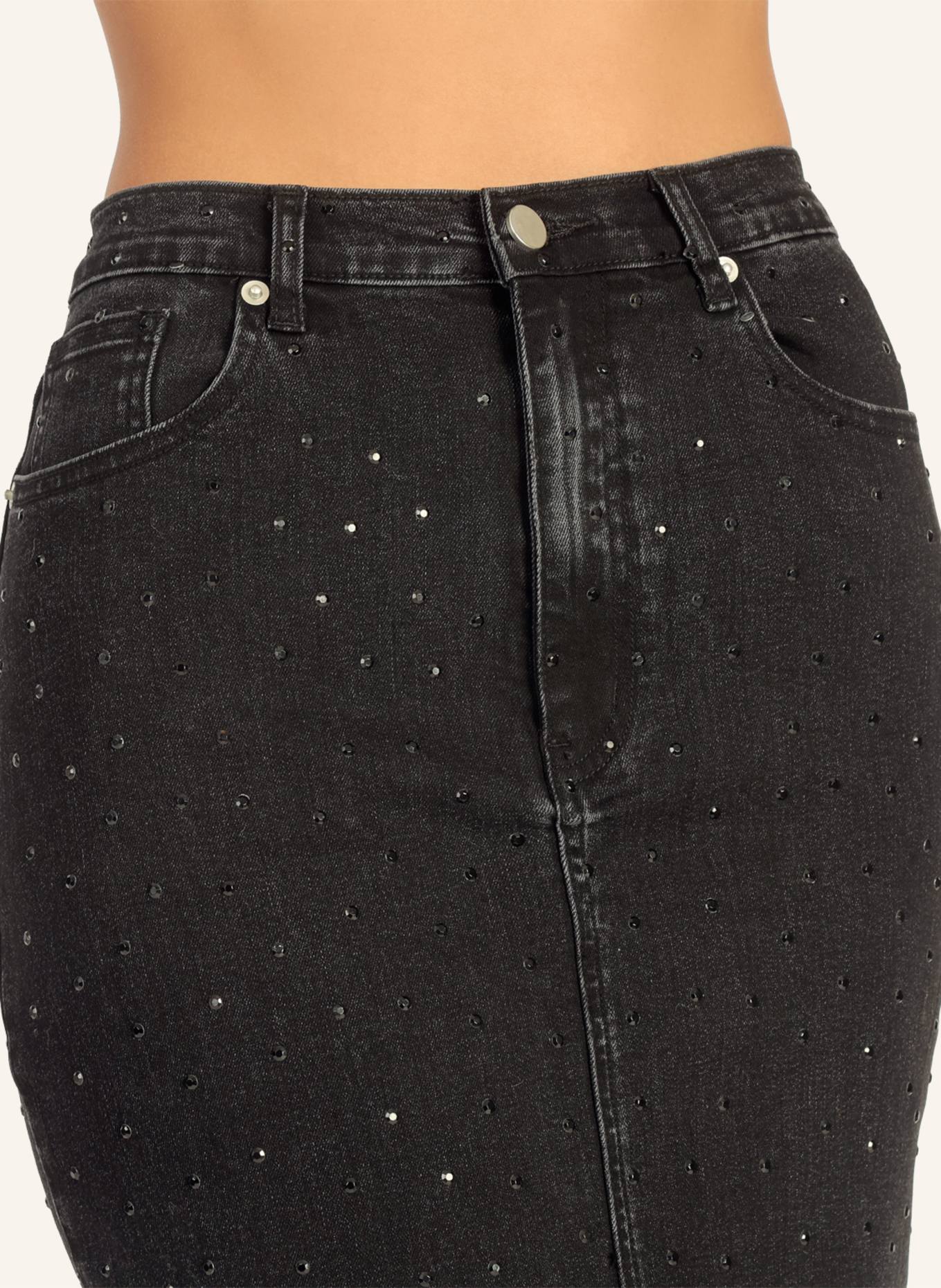 APART Jeansrock mit Kristallsteinen: SCHWARZ