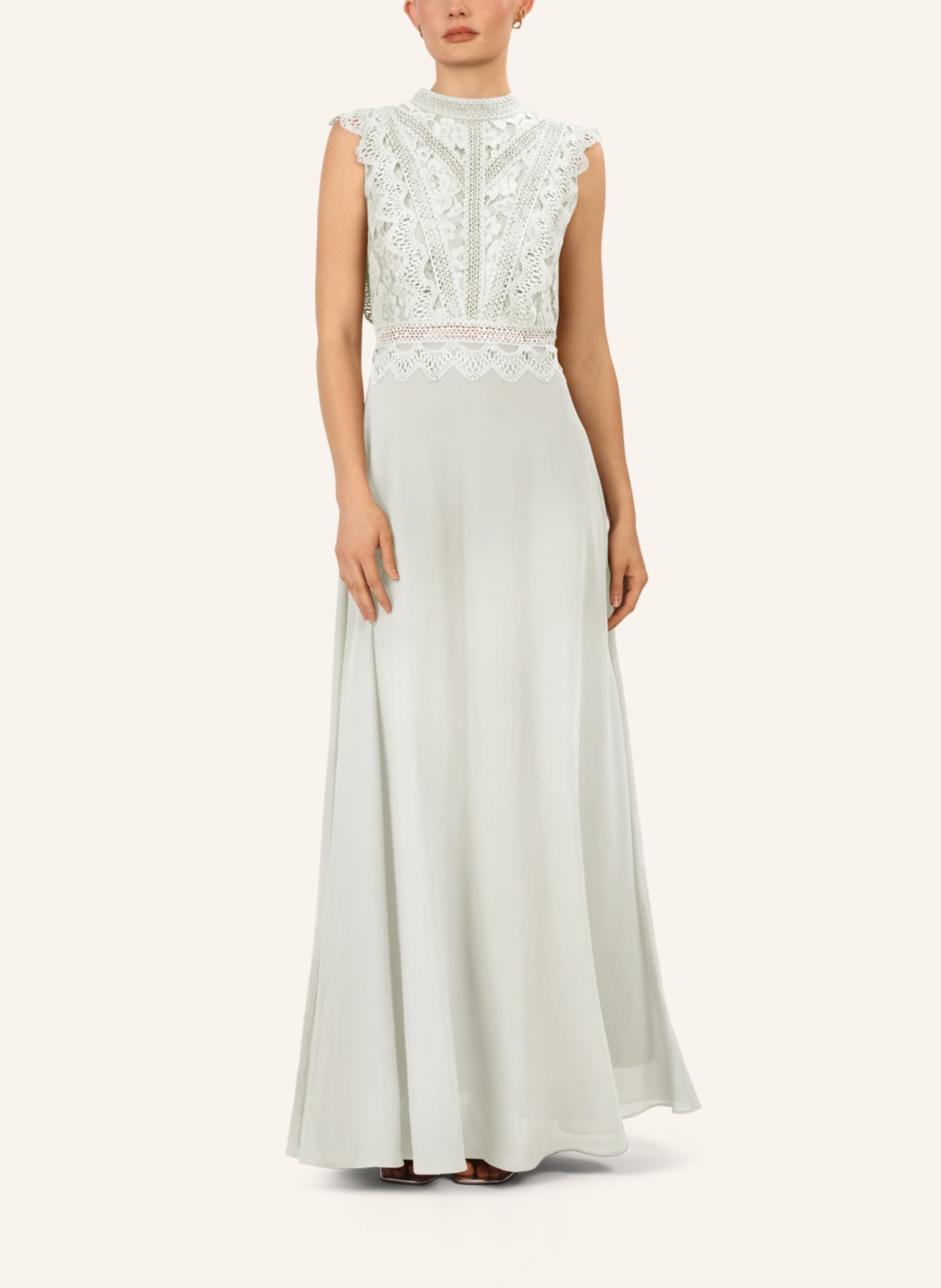 APART Abendkleid mit Lochspitze: CREME