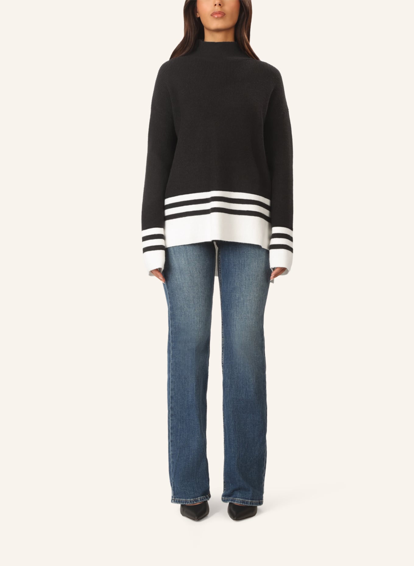 APART Oversized Pullover: SCHWARZ/ CREME