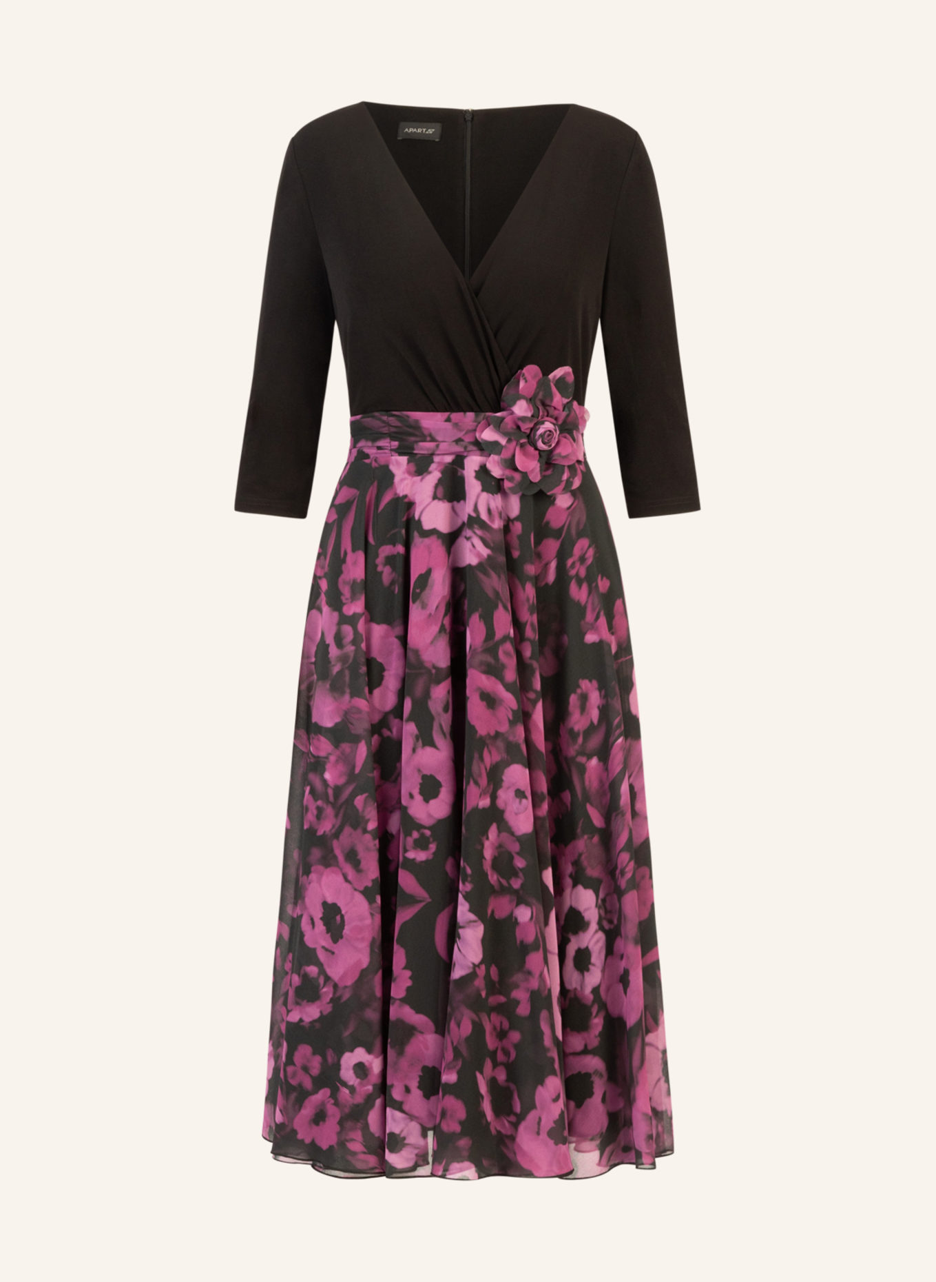 APART Chiffonkleid: SCHWARZ/ SILBER