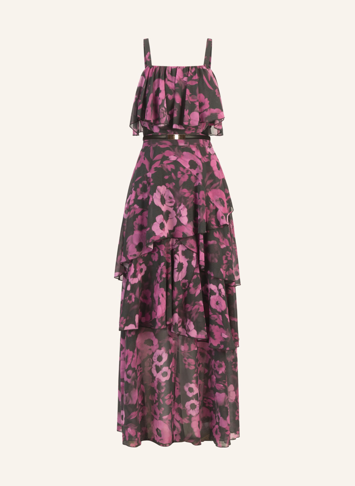 APART Chiffonkleid: SCHWARZ/ SILBER