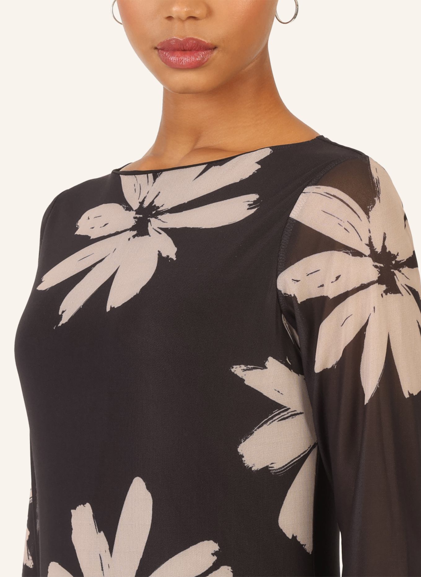 APART Maxi Meshkleid: SCHWARZ/ NUDE